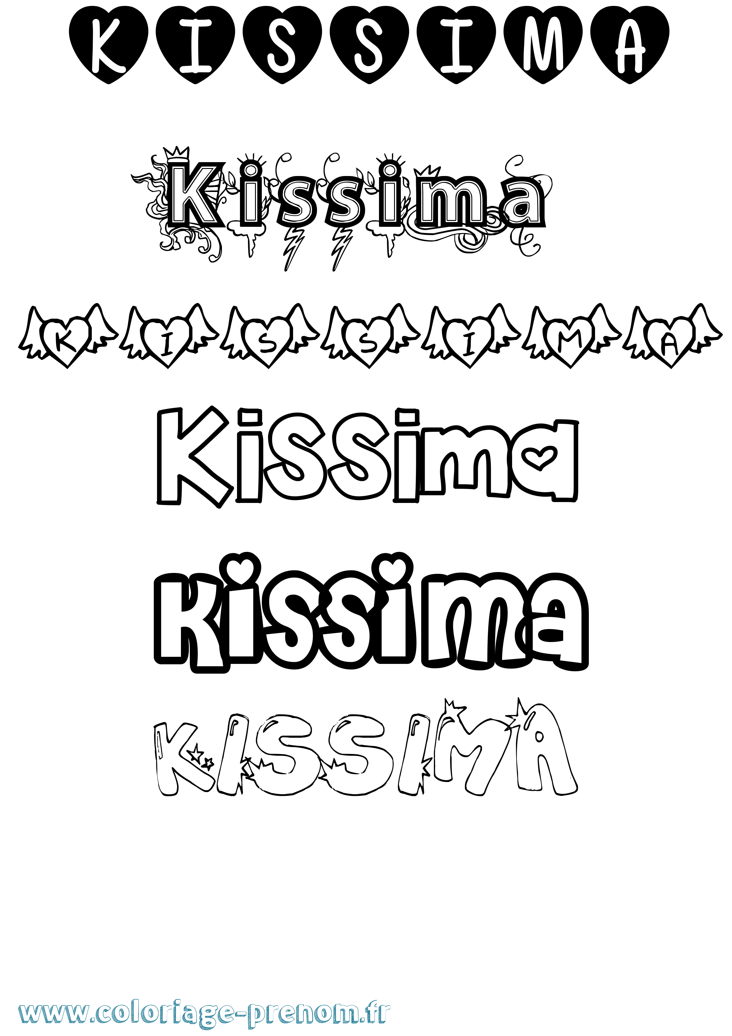 Coloriage prénom Kissima Girly