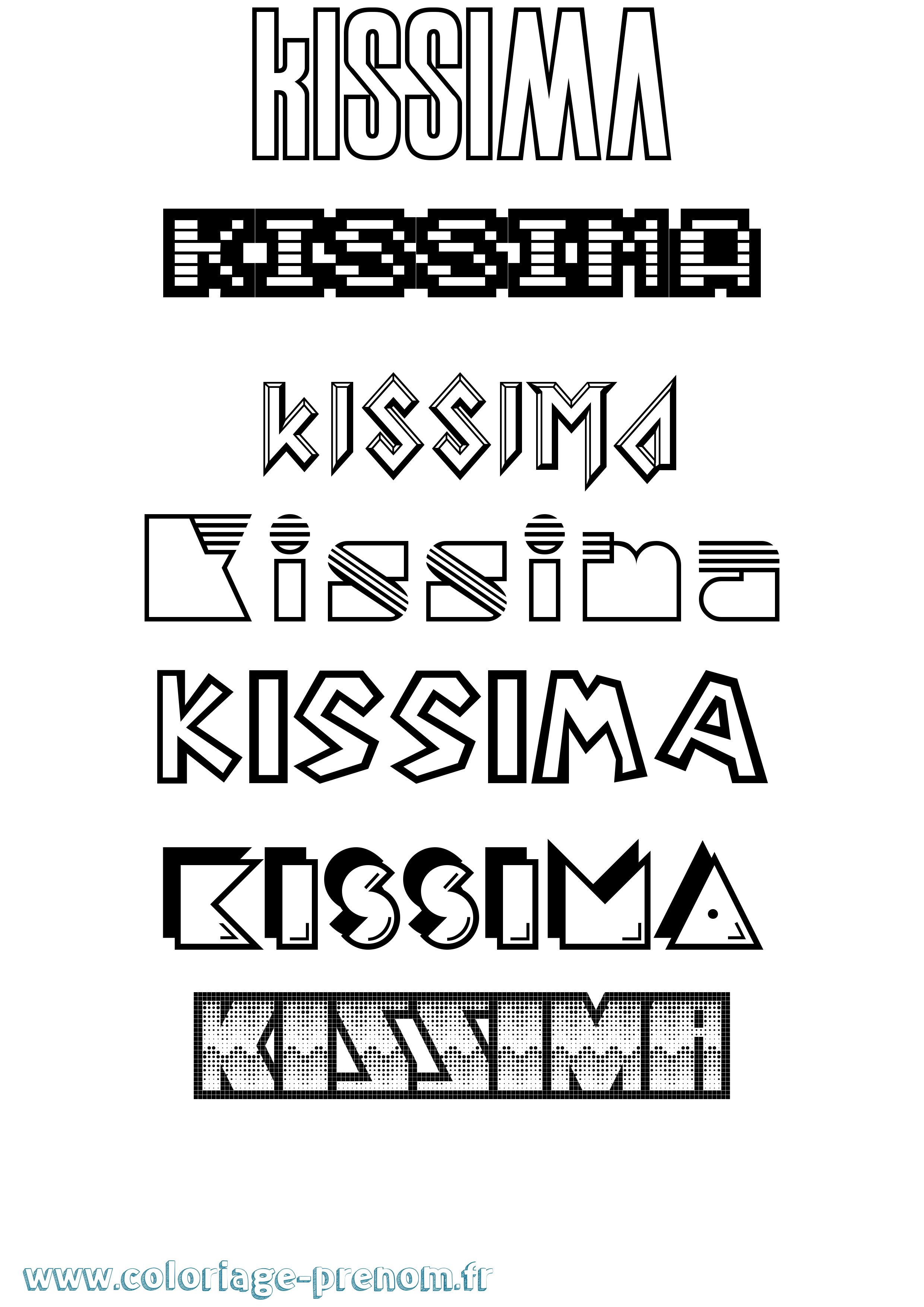 Coloriage prénom Kissima Jeux Vidéos