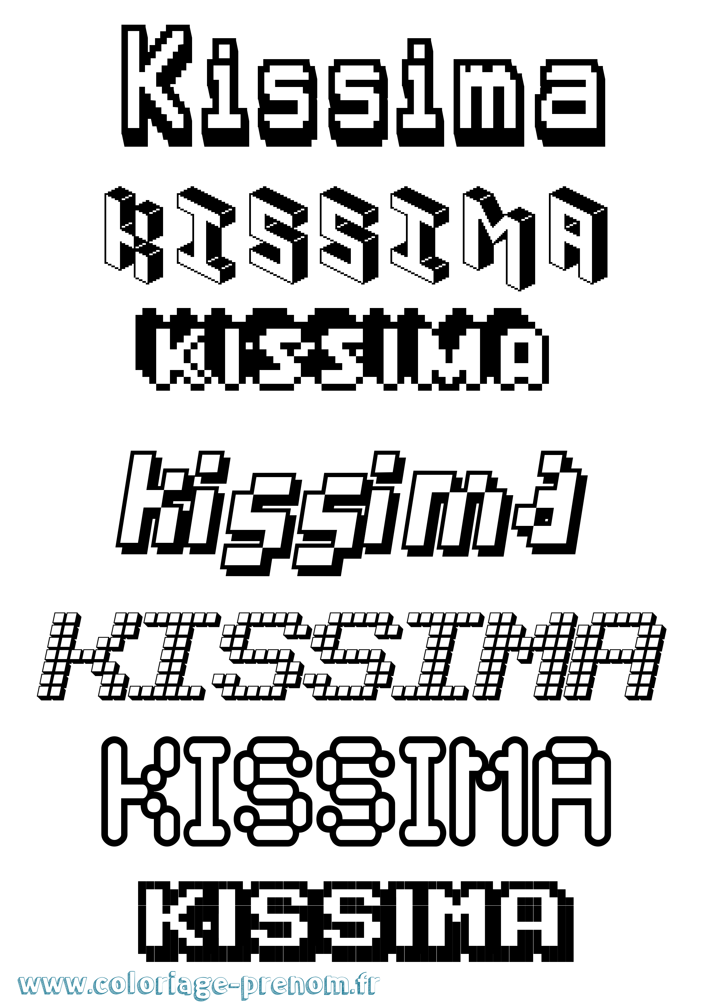 Coloriage prénom Kissima Pixel