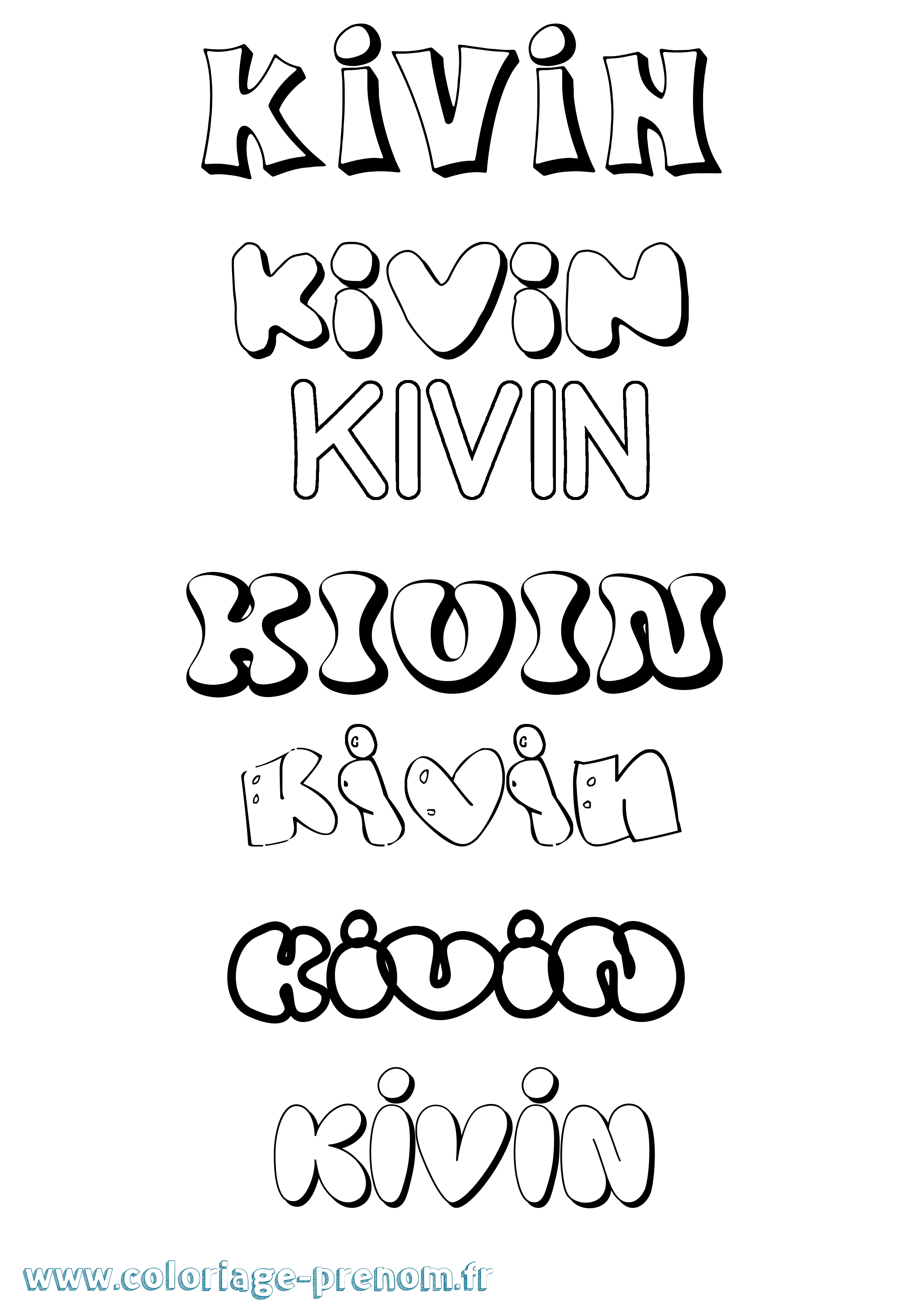 Coloriage prénom Kivin Bubble