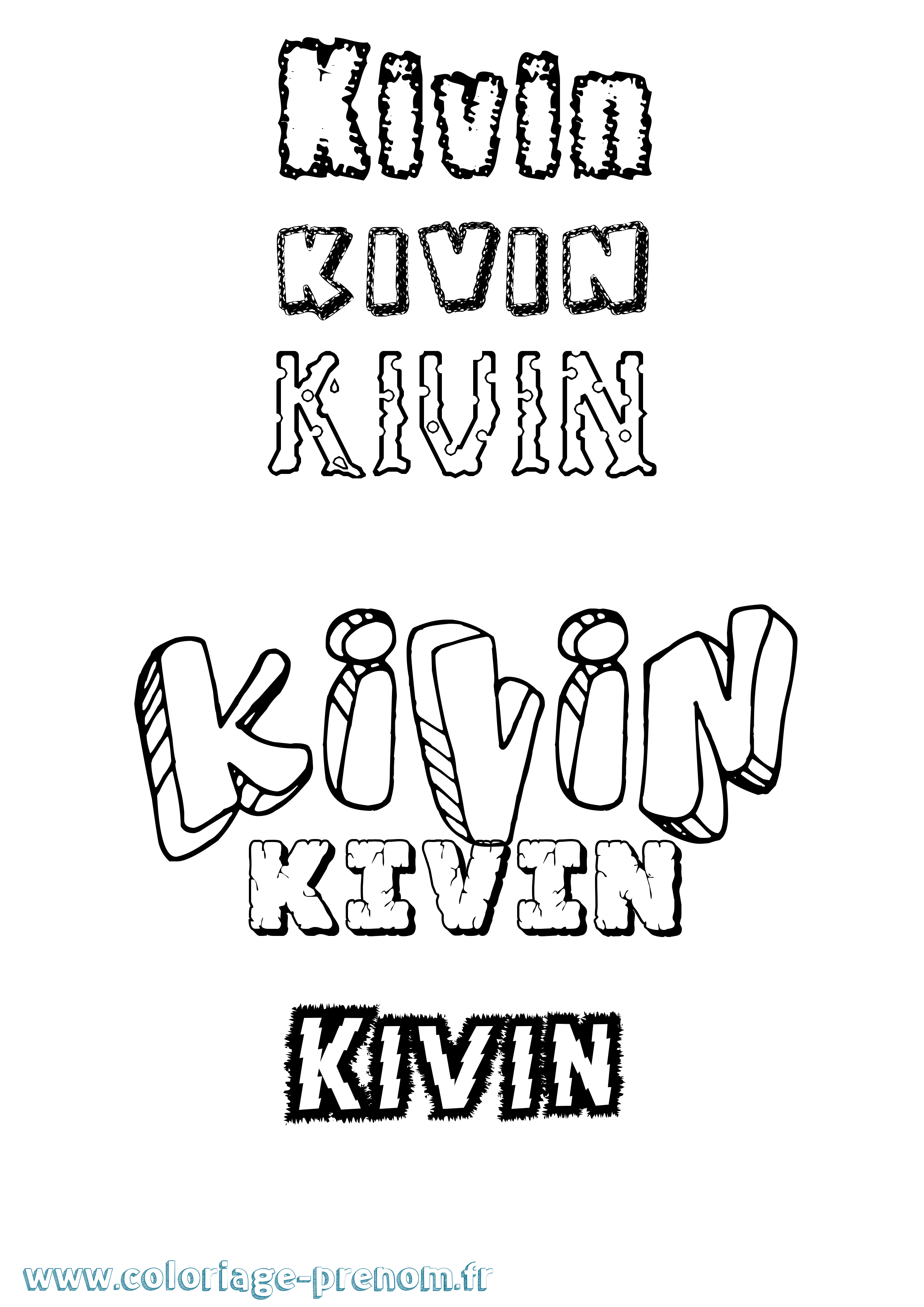 Coloriage prénom Kivin Destructuré