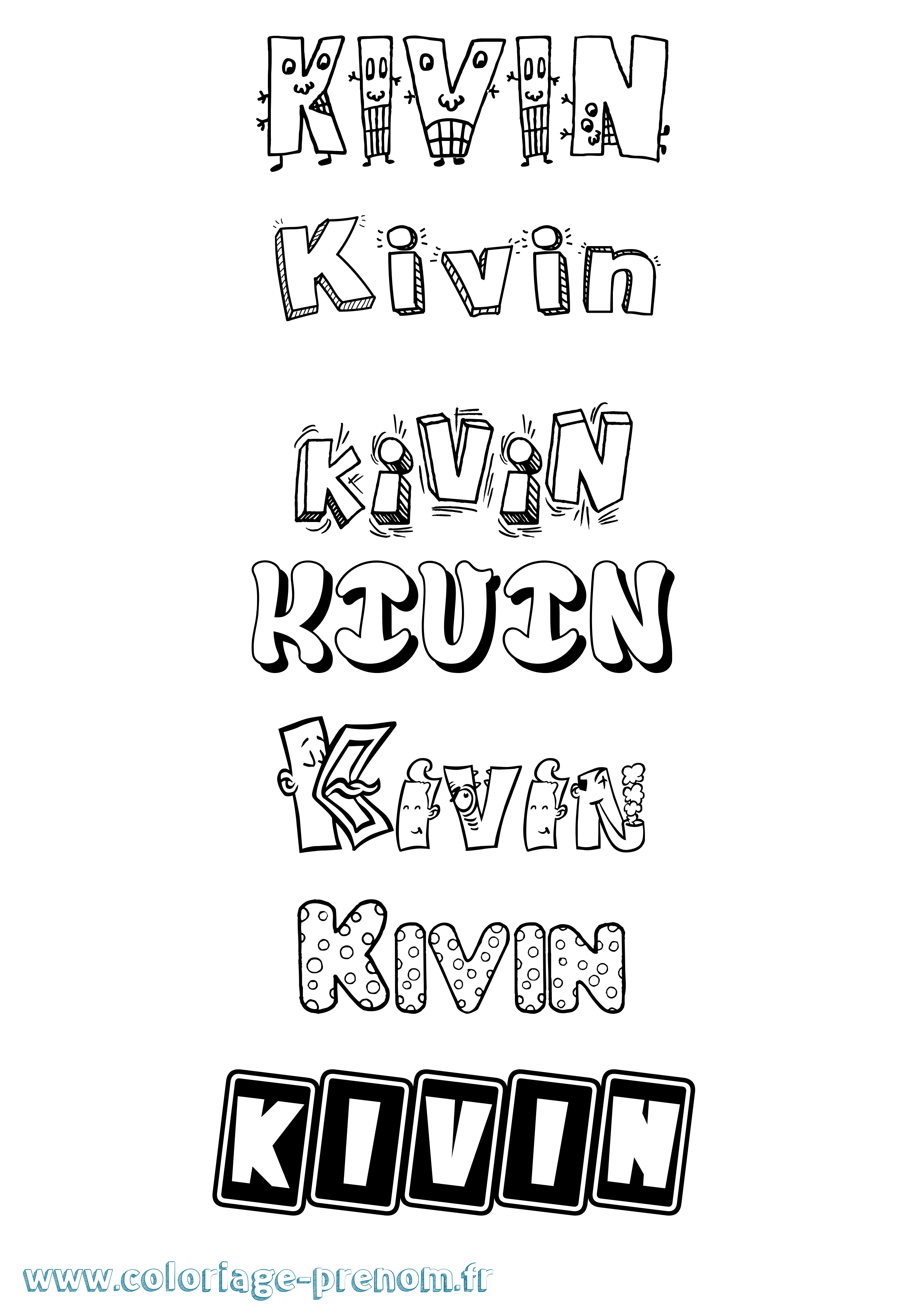 Coloriage prénom Kivin Fun