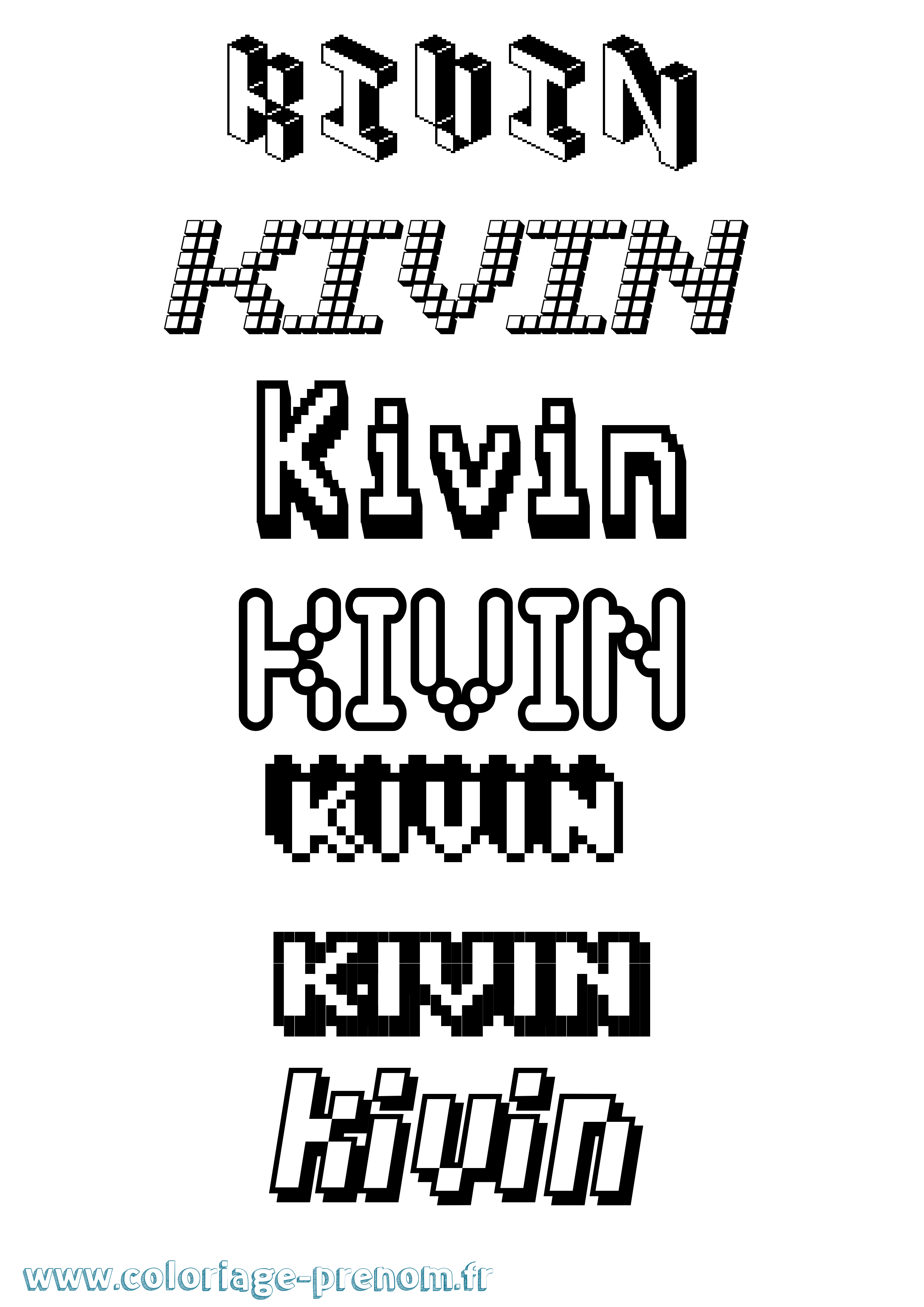 Coloriage prénom Kivin Pixel
