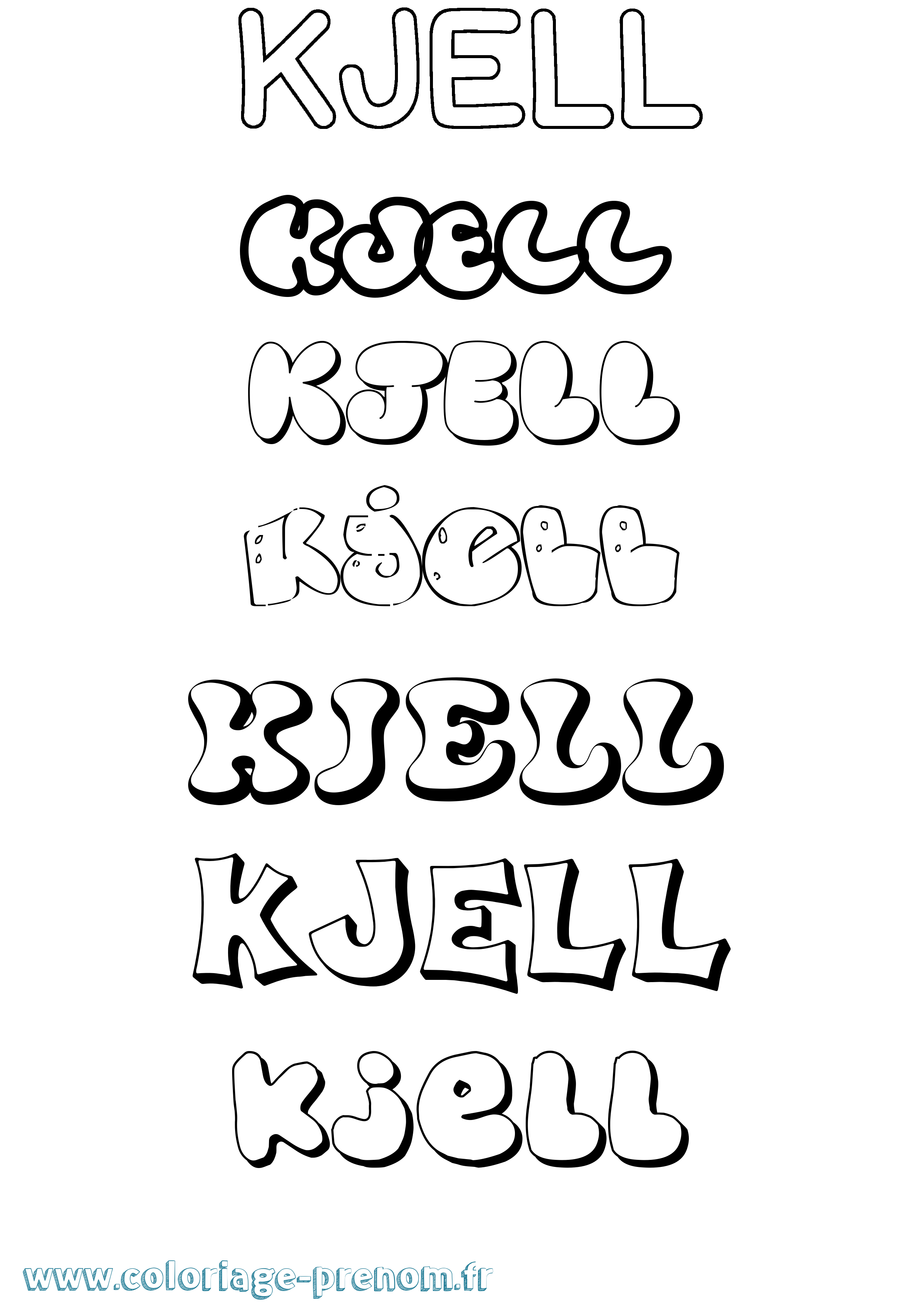 Coloriage prénom Kjell Bubble