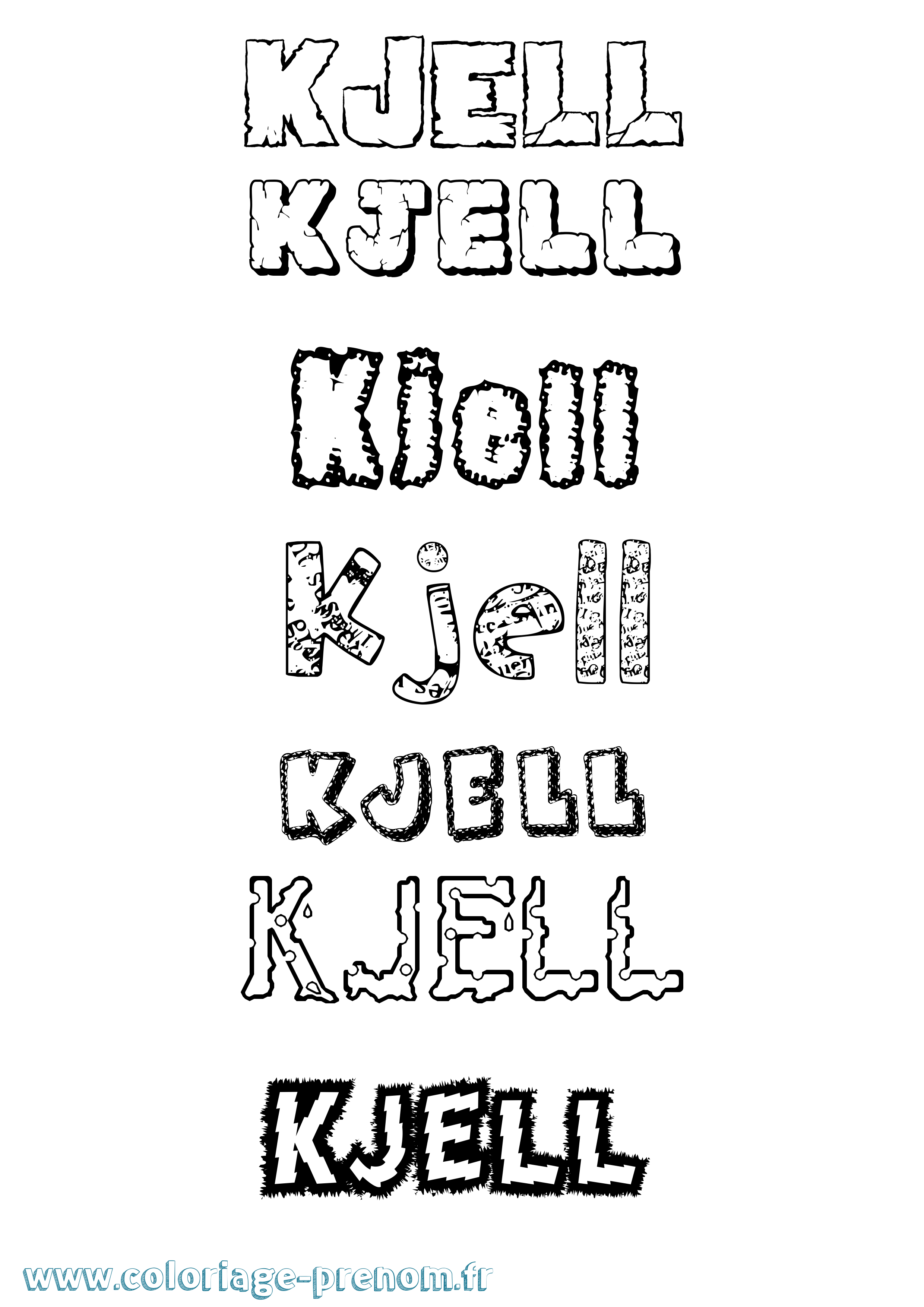 Coloriage prénom Kjell Destructuré