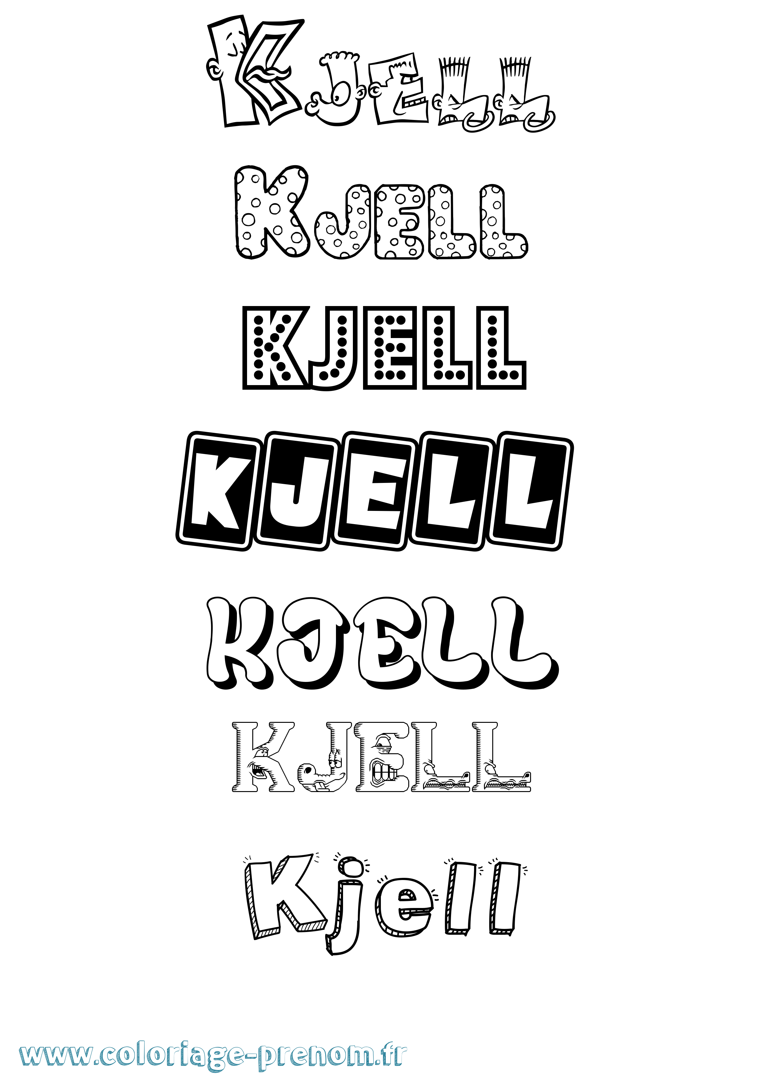 Coloriage prénom Kjell Fun