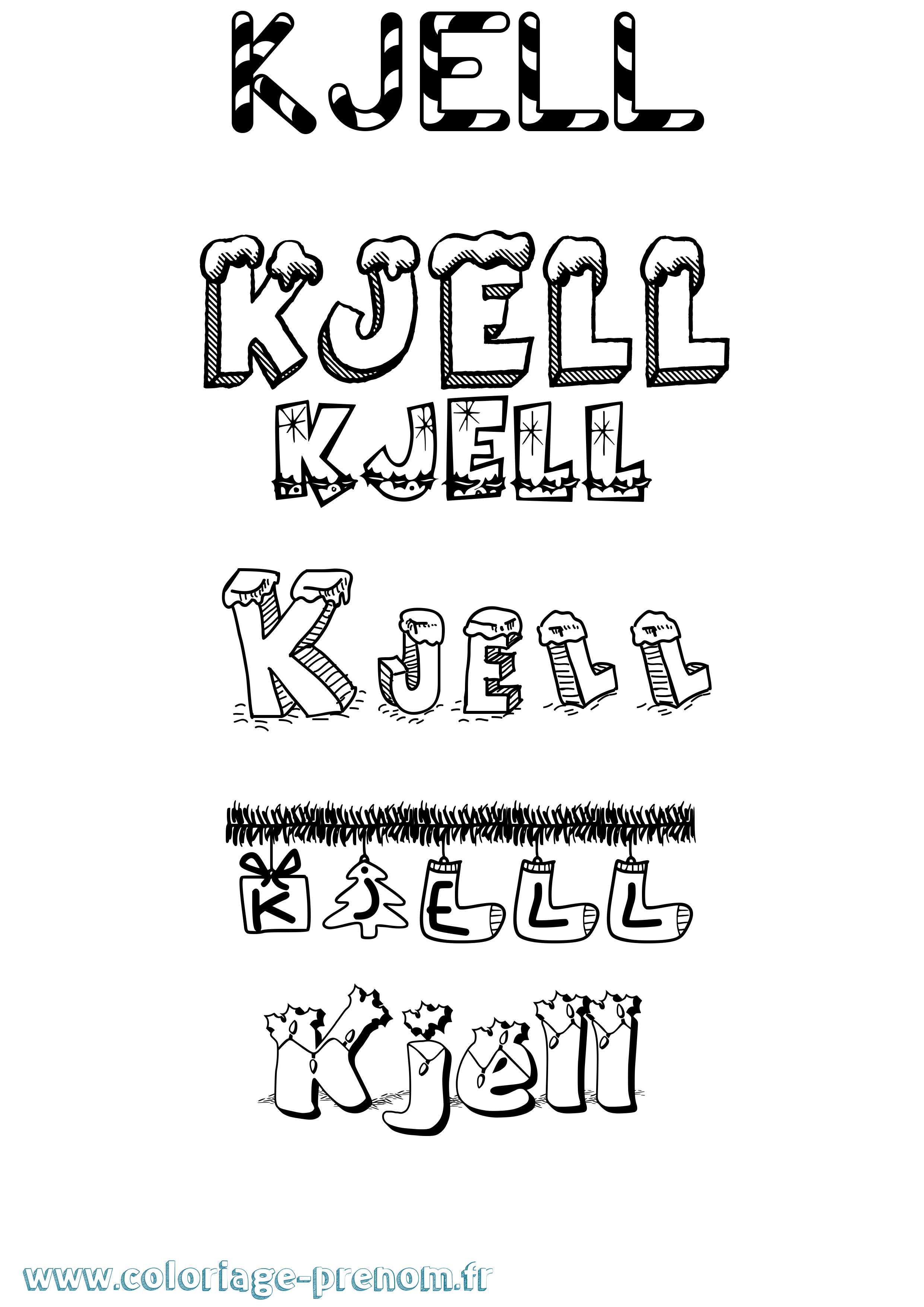 Coloriage prénom Kjell Noël