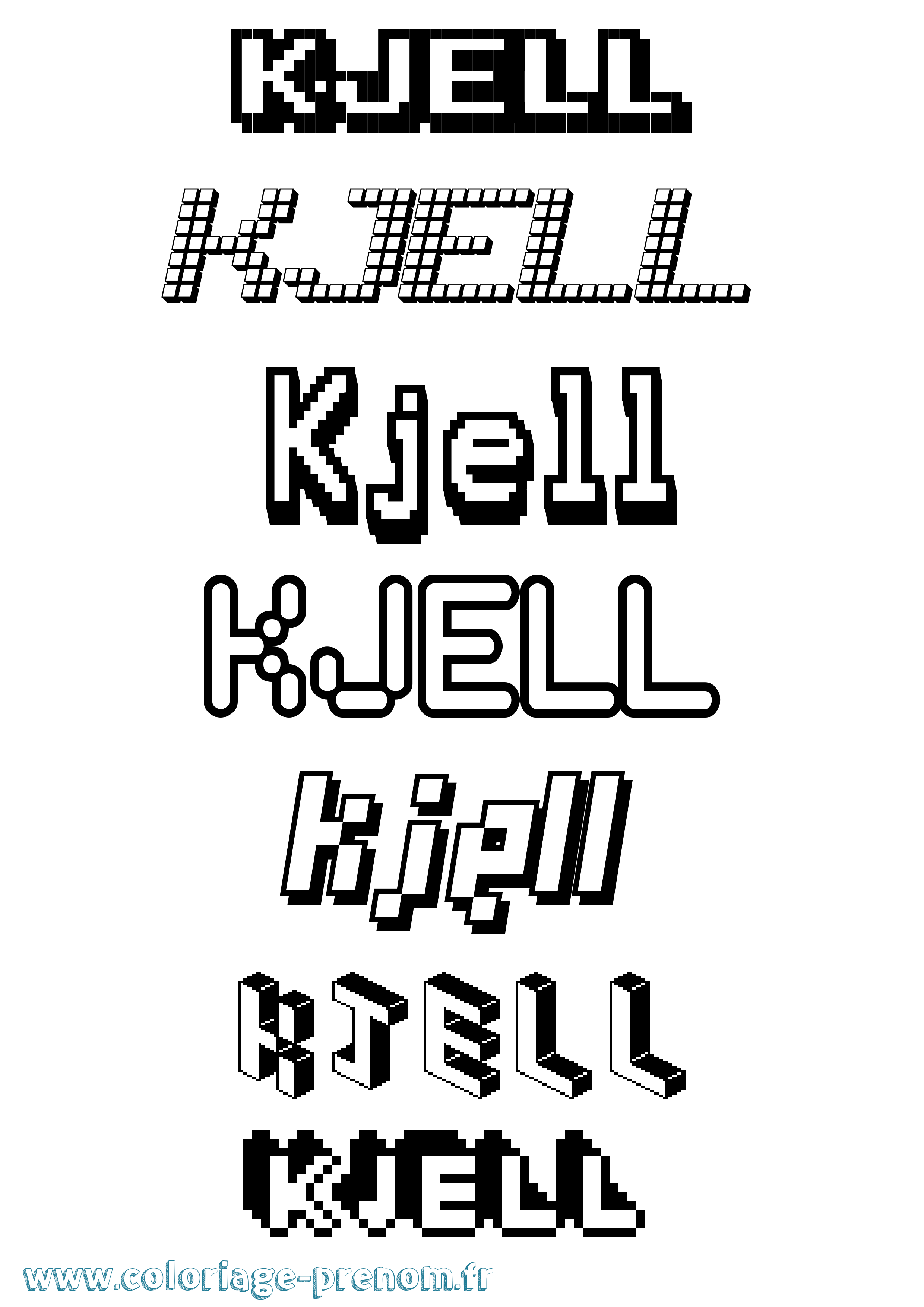 Coloriage prénom Kjell Pixel