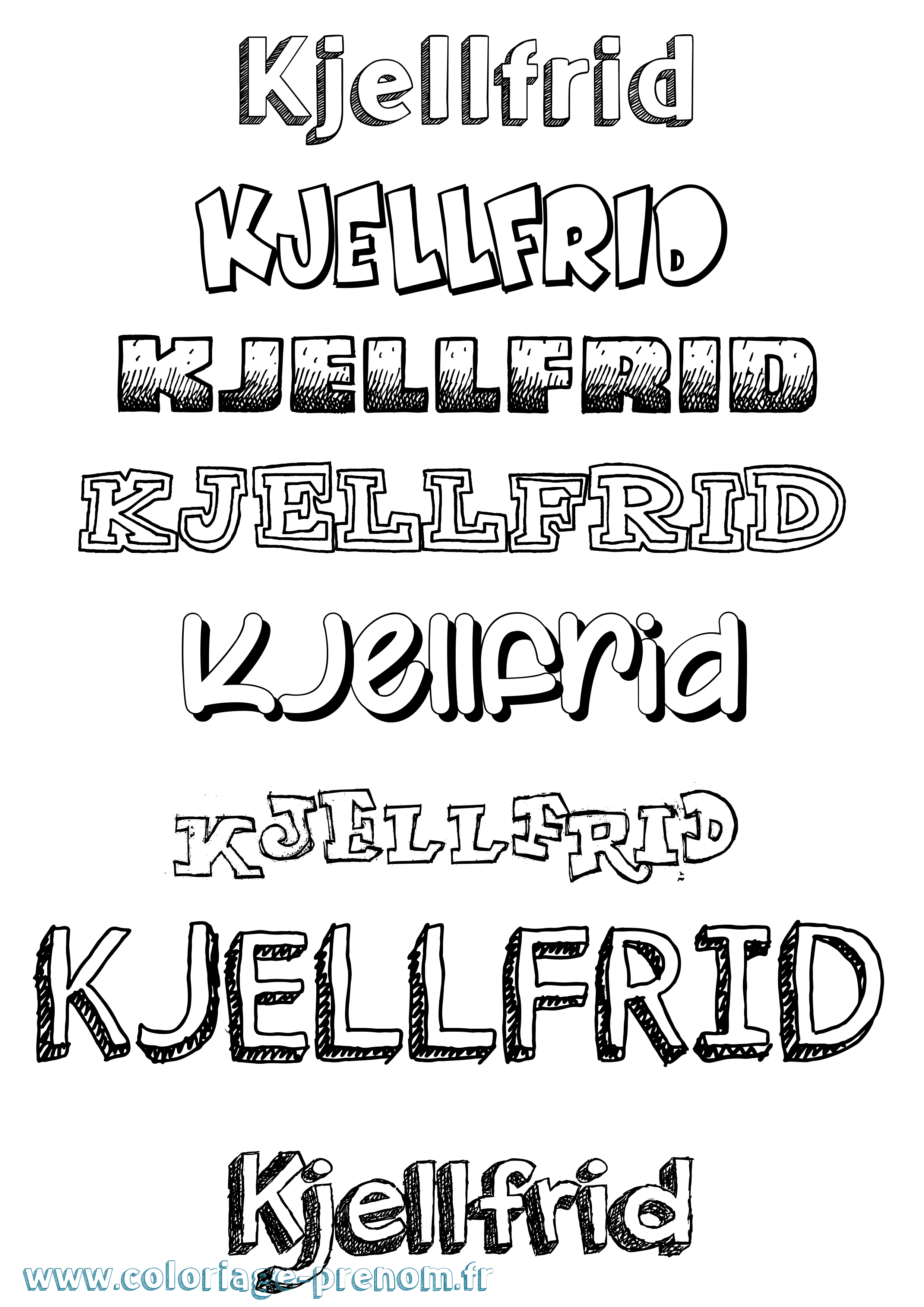 Coloriage prénom Kjellfrid Dessiné