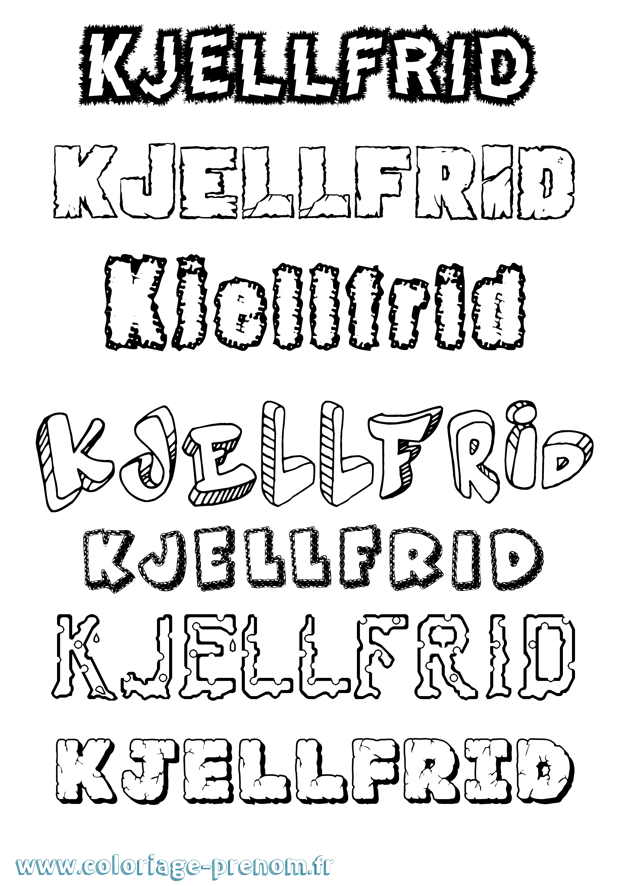 Coloriage prénom Kjellfrid Destructuré