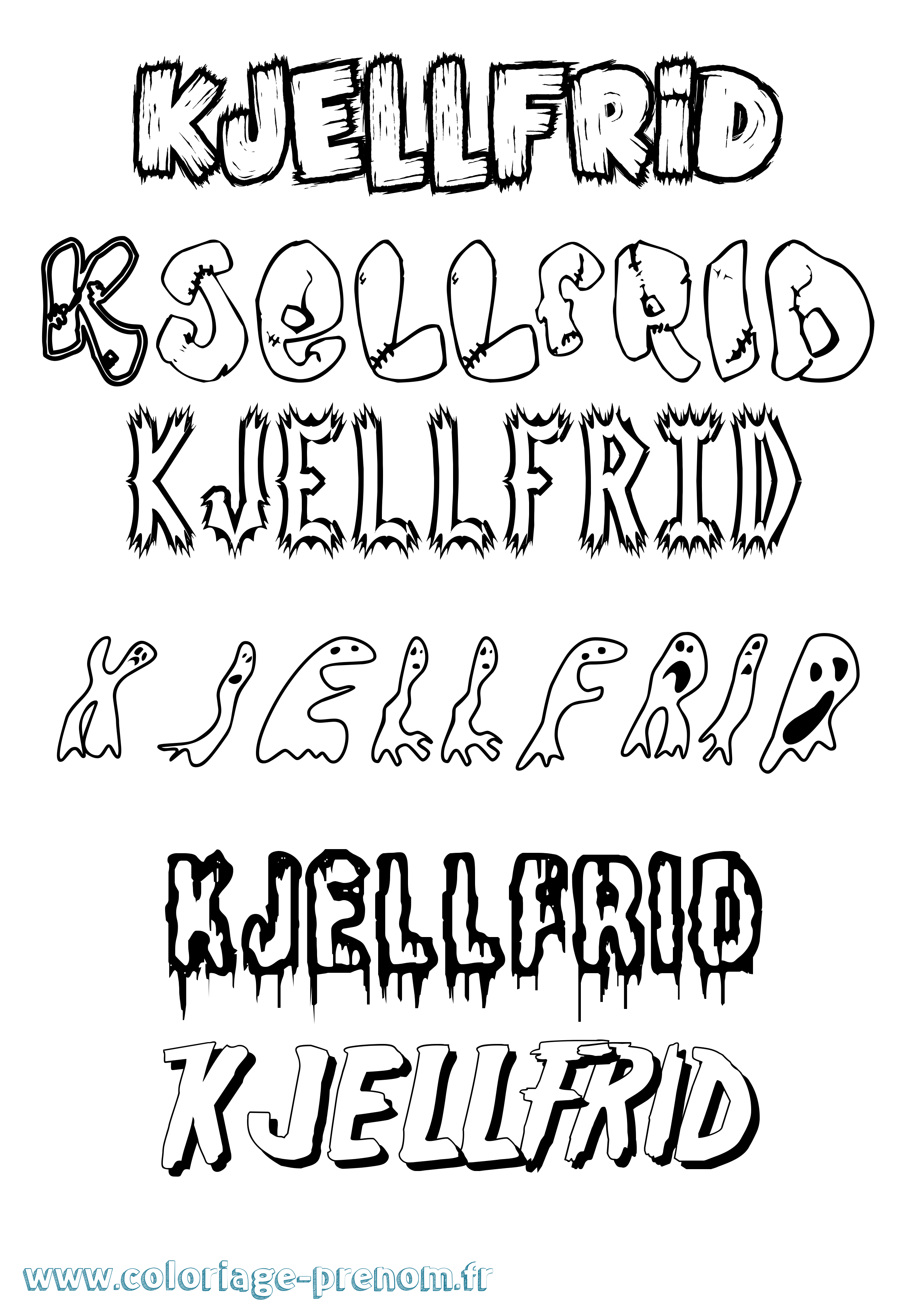 Coloriage prénom Kjellfrid Frisson