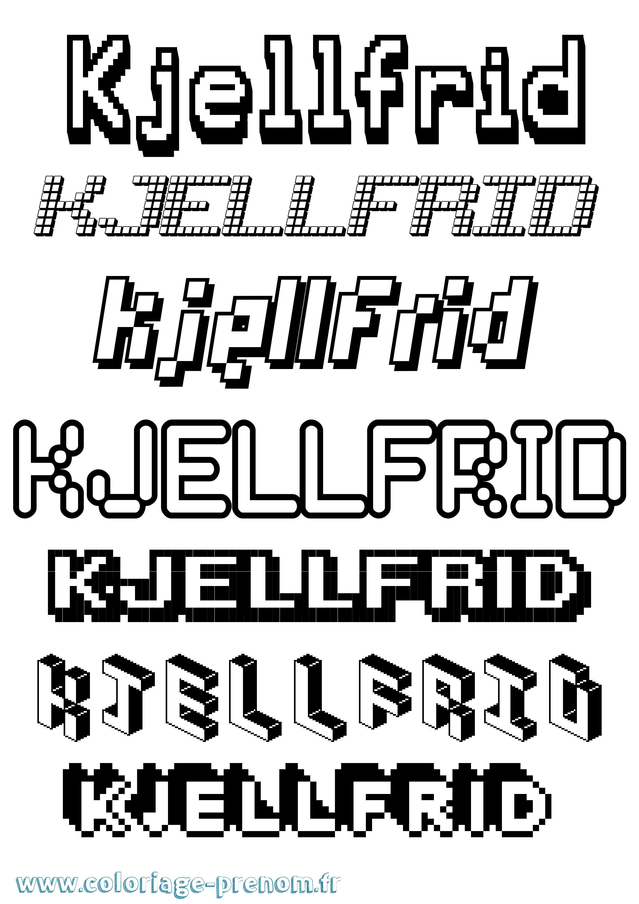 Coloriage prénom Kjellfrid Pixel