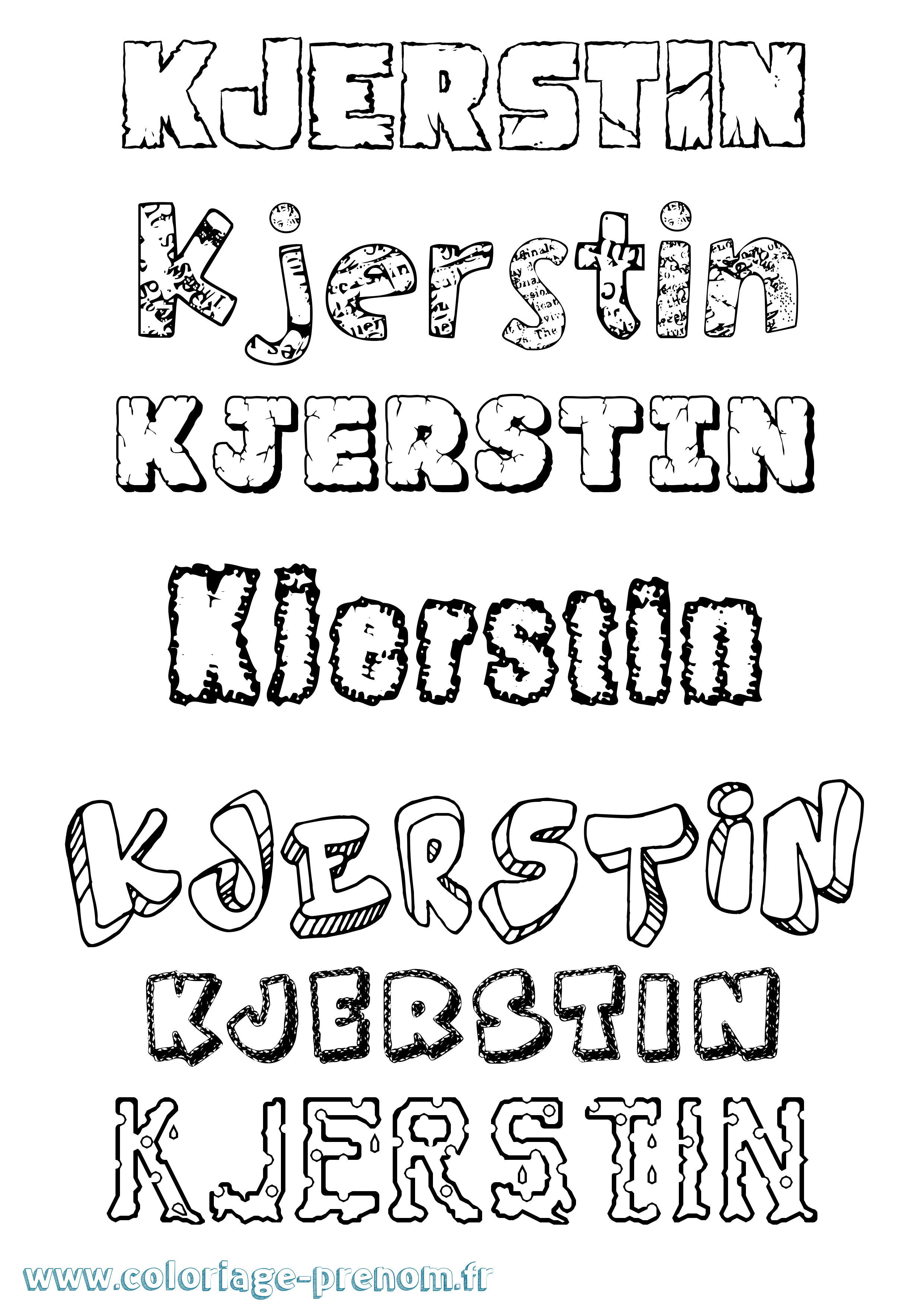 Coloriage prénom Kjerstin Destructuré