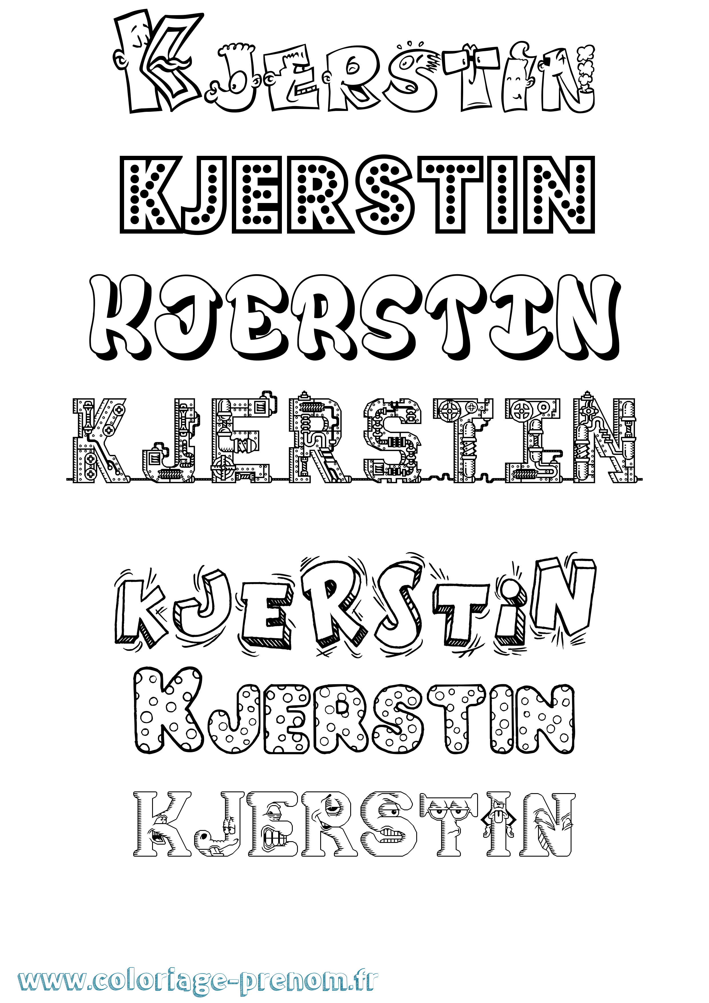 Coloriage prénom Kjerstin Fun