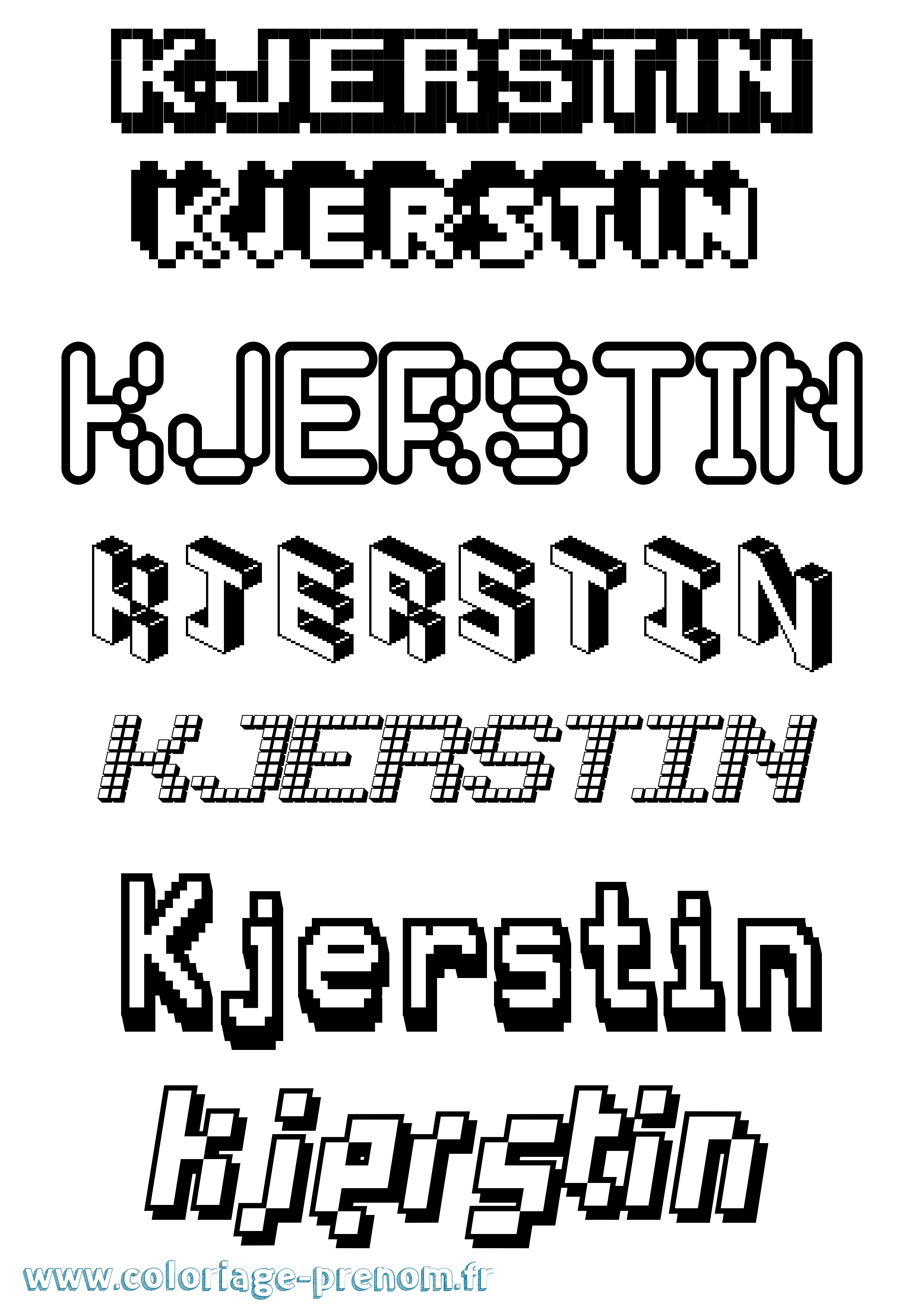 Coloriage prénom Kjerstin Pixel