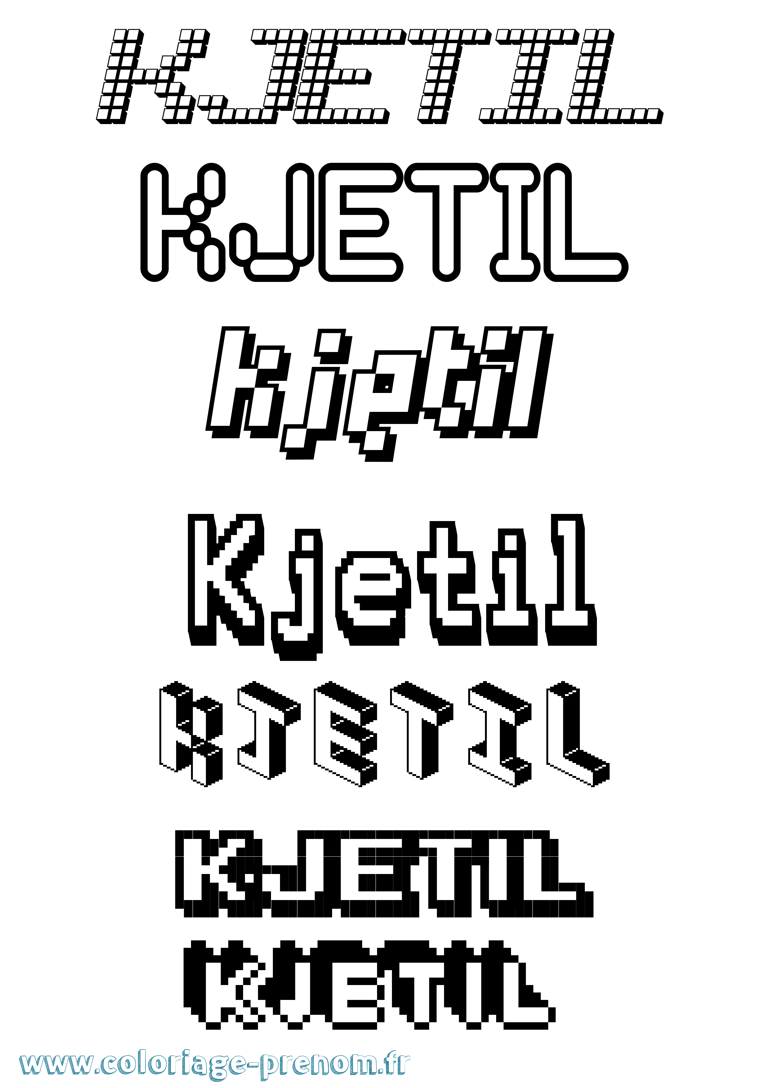 Coloriage prénom Kjetil Pixel