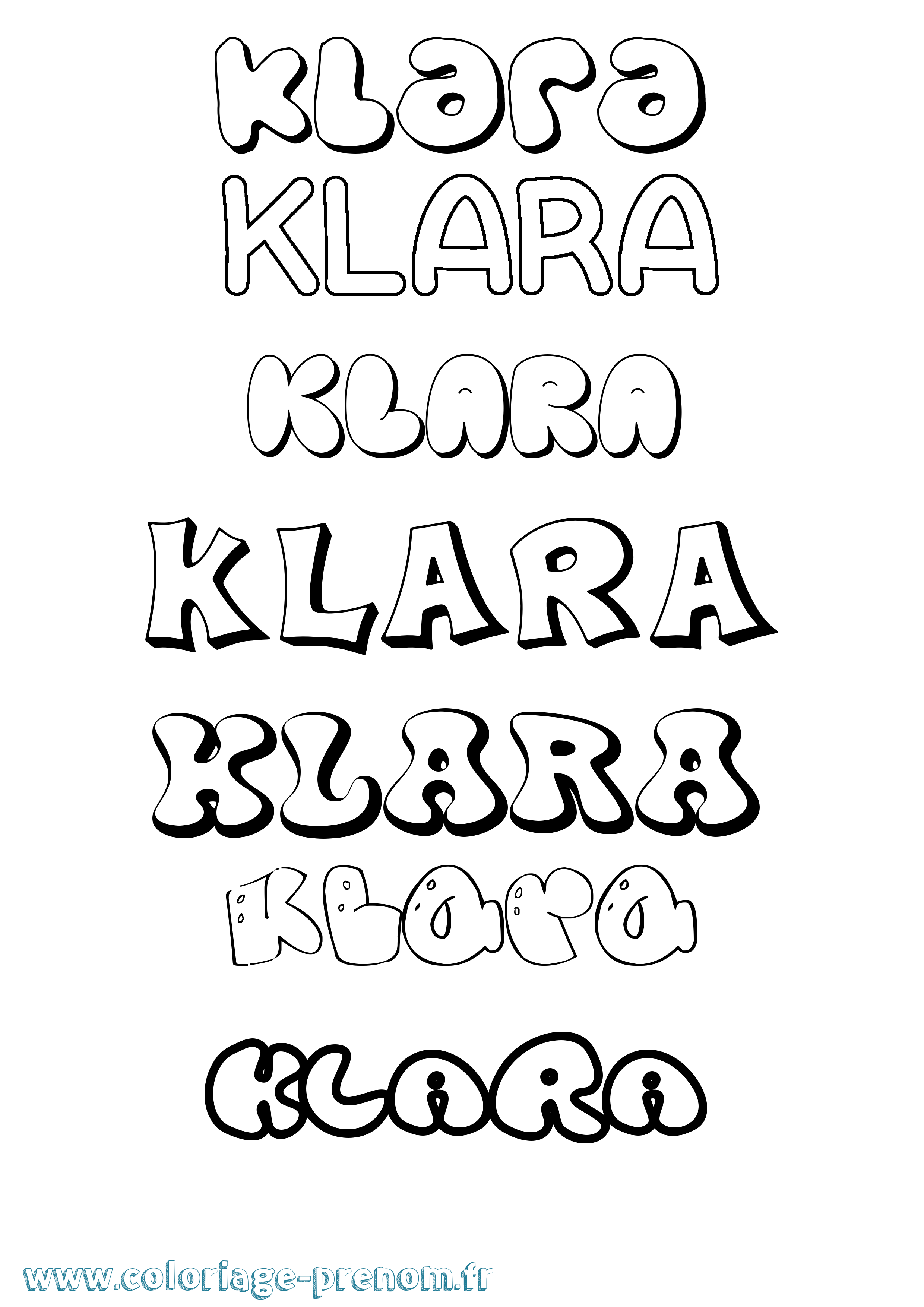 Coloriage prénom Klara Bubble