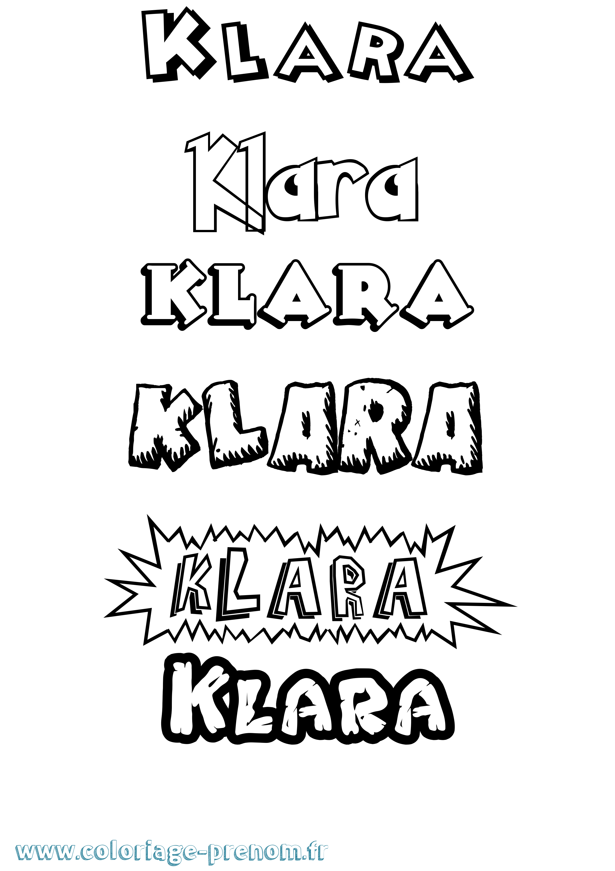 Coloriage Klara Coloriage prénom Klara