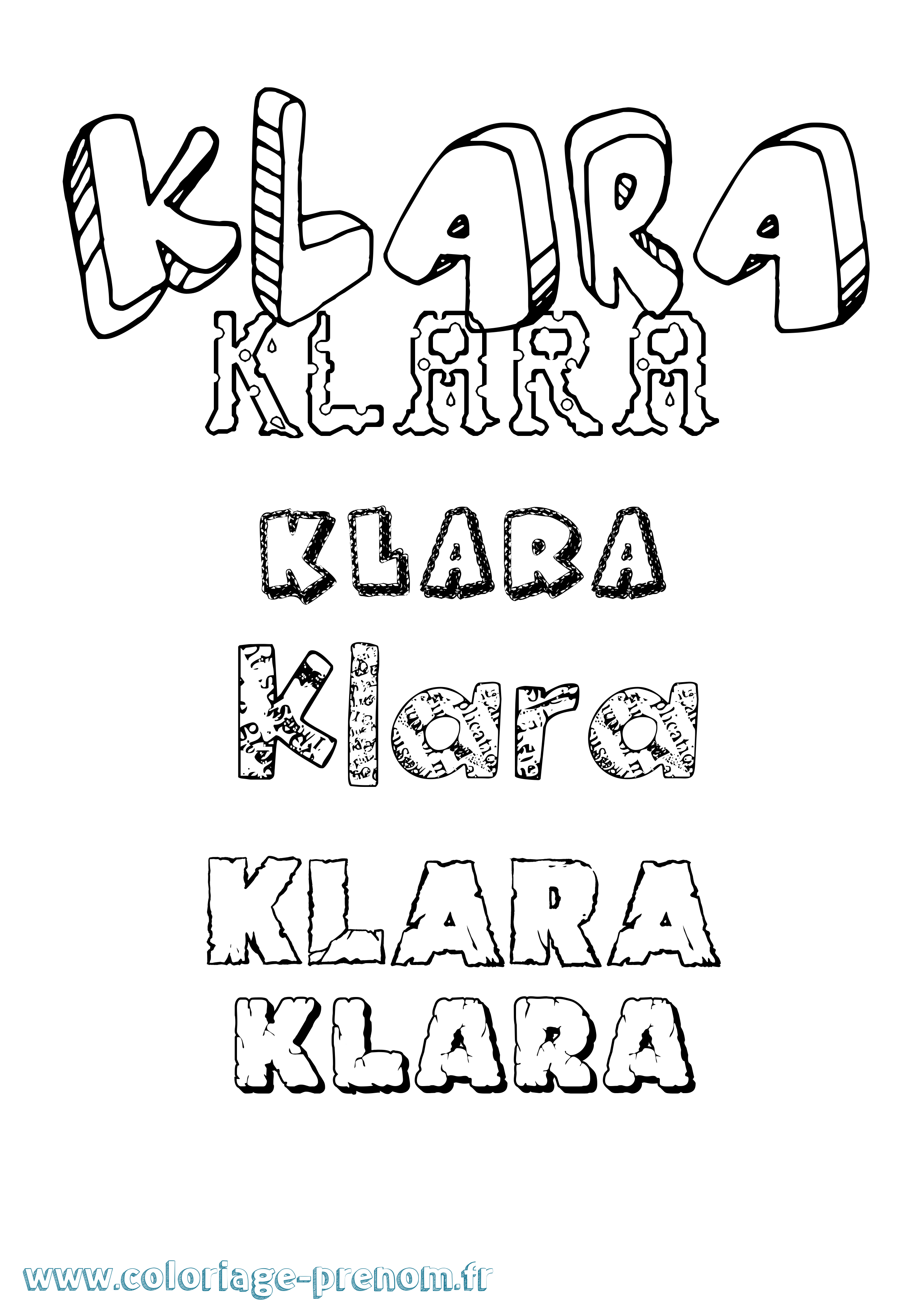 Coloriage prénom Klara Destructuré