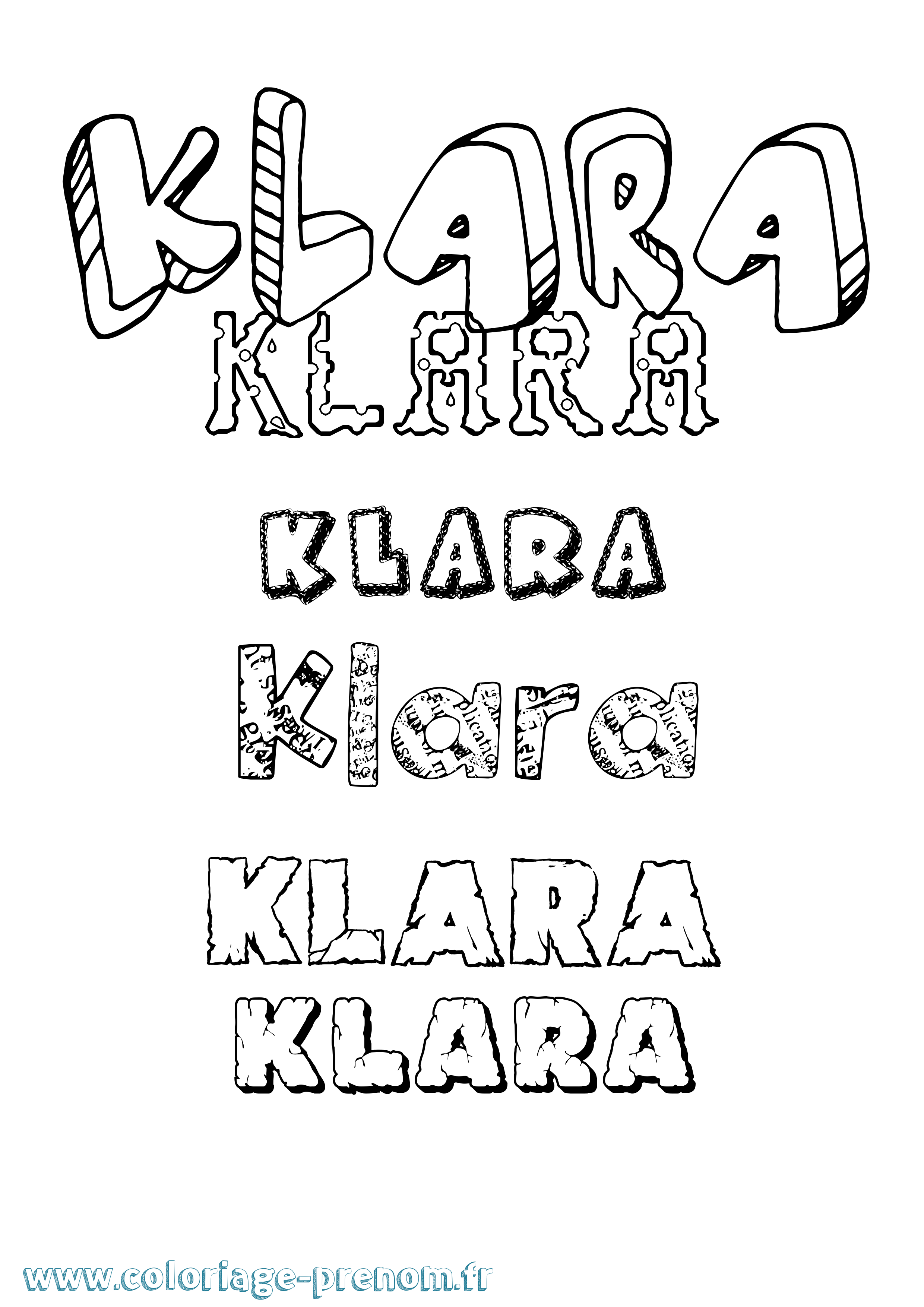 Coloriage Klara Coloriage prénom Klara