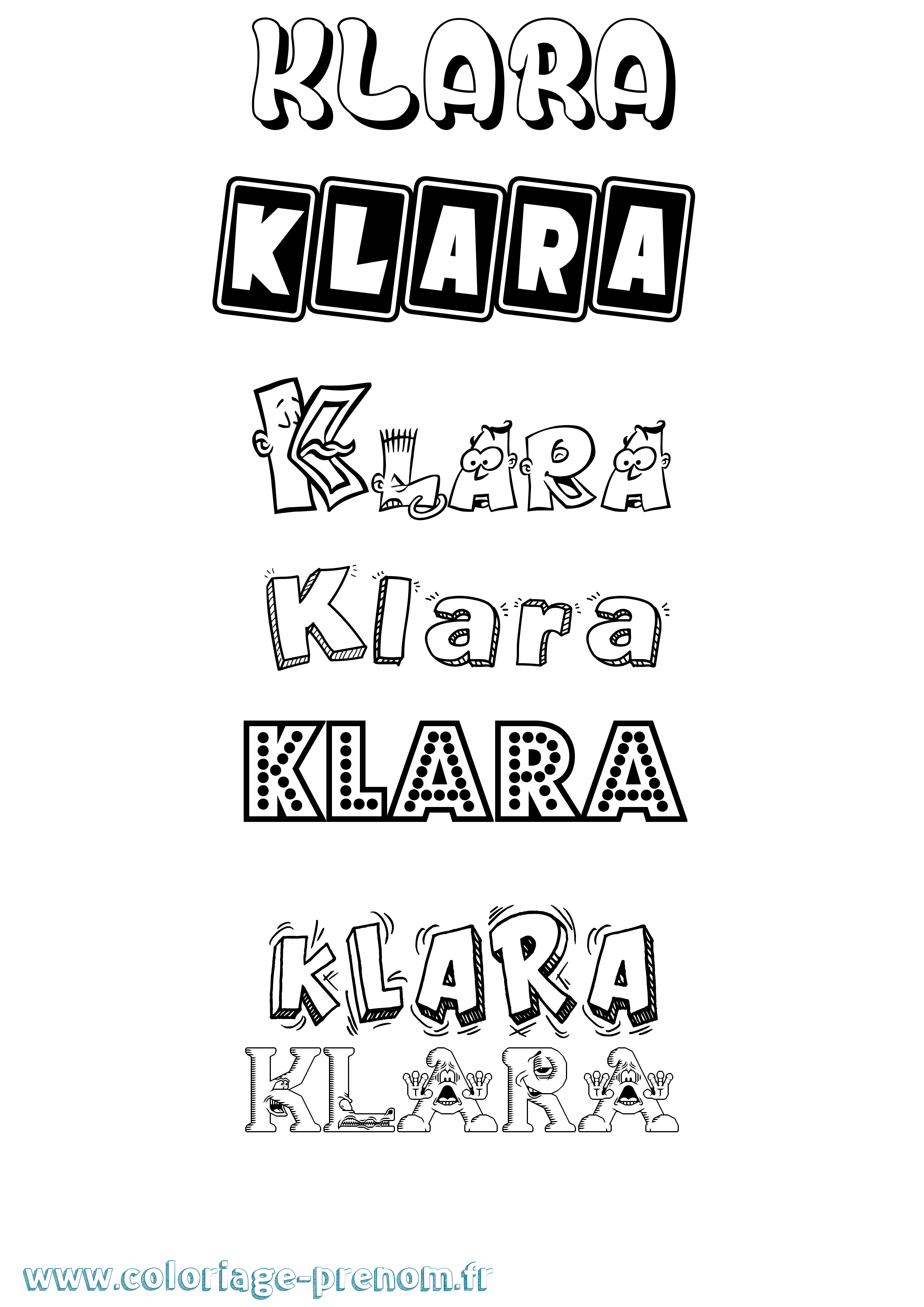 Coloriage Klara Coloriage prénom Klara