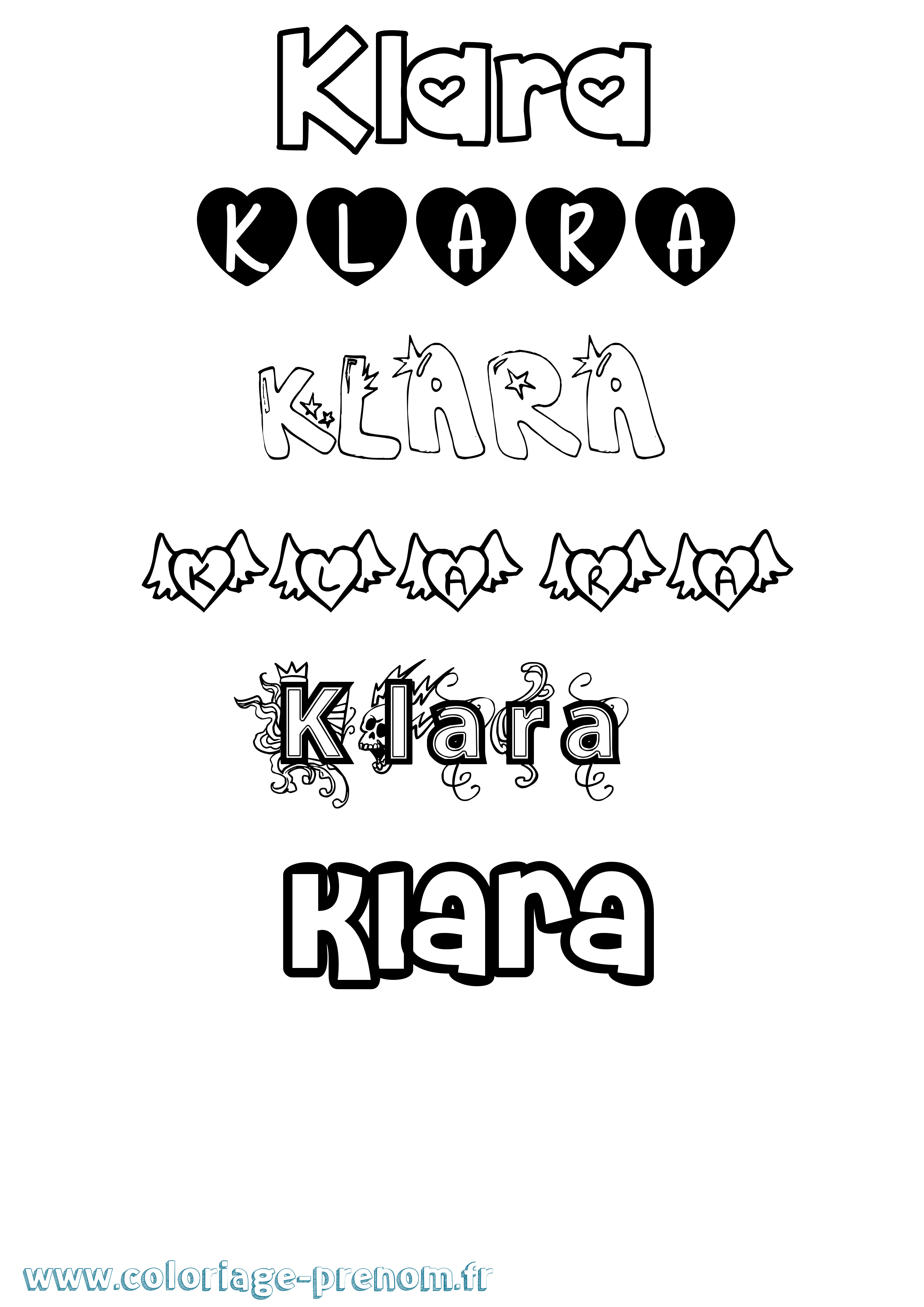 Coloriage prénom Klara Girly