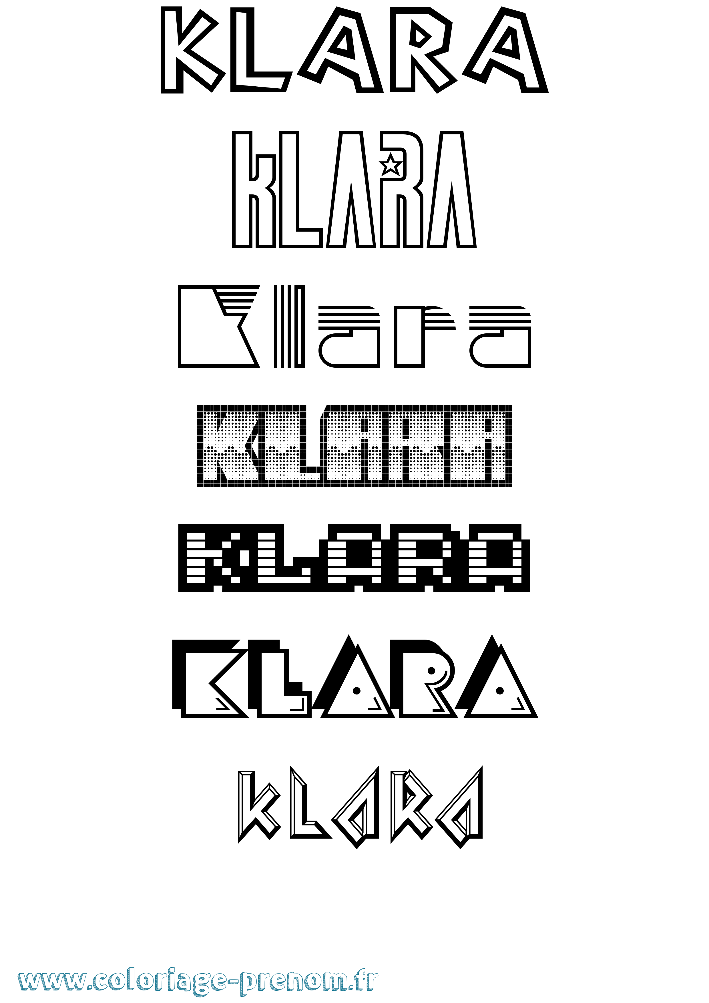 Coloriage Klara Coloriage prénom Klara