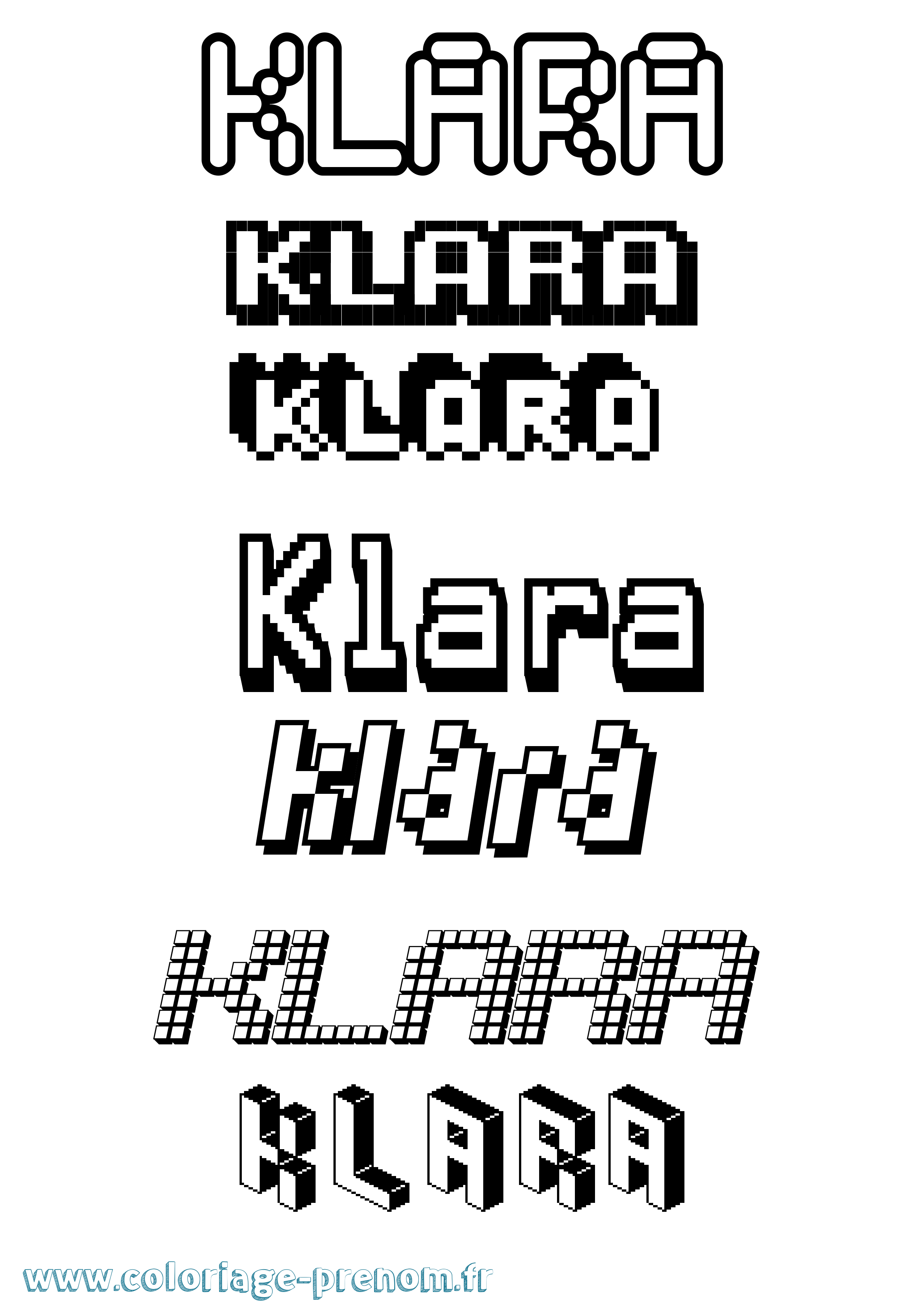 Coloriage prénom Klara Pixel