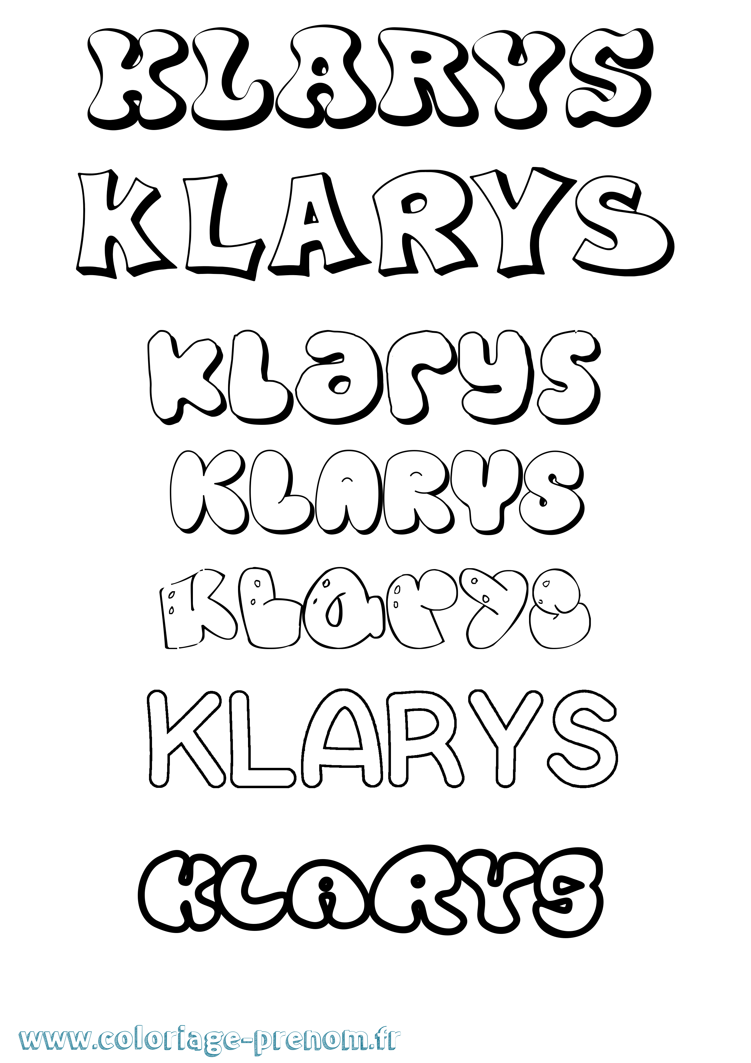 Coloriage prénom Klarys Bubble