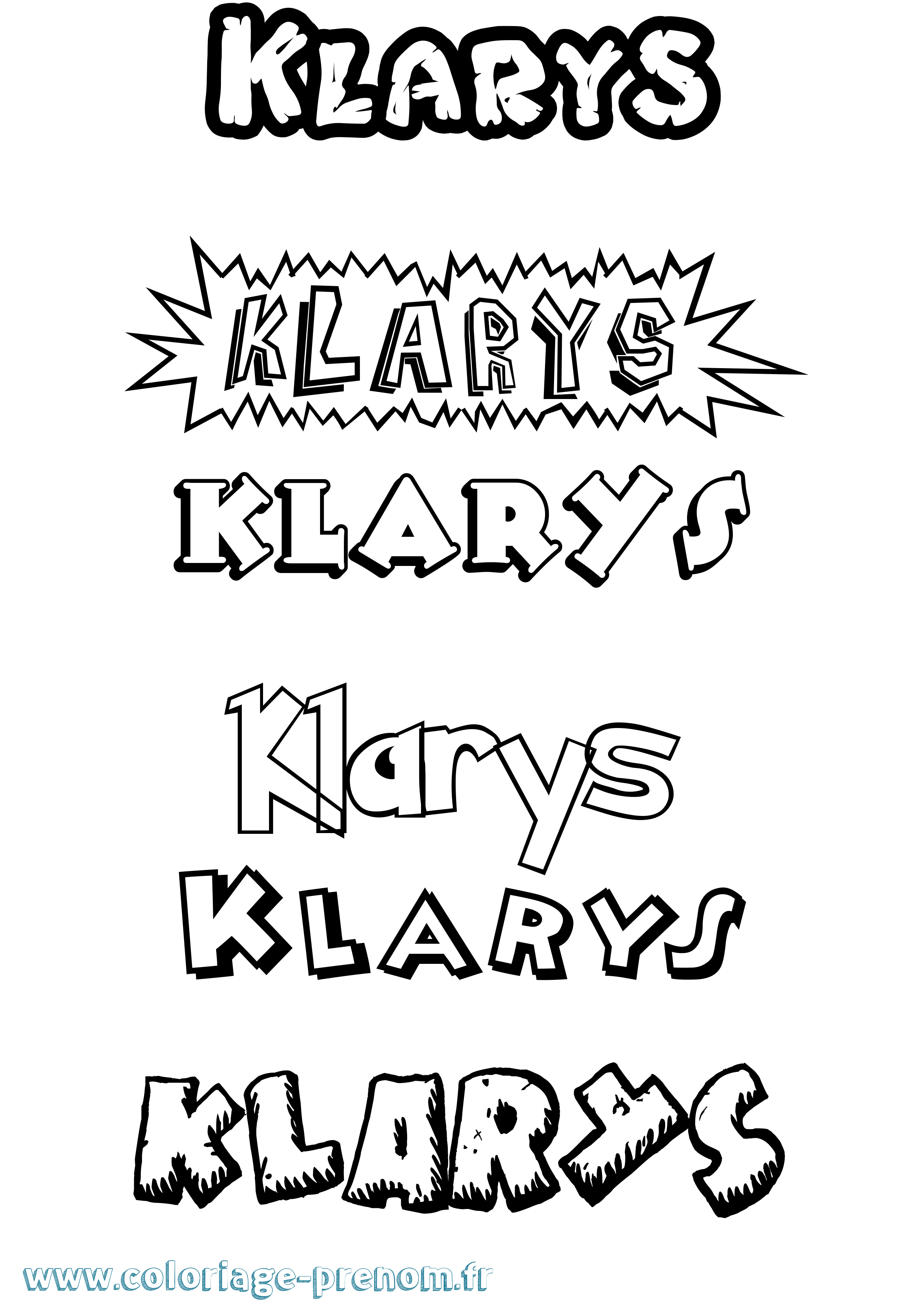 Coloriage prénom Klarys Dessin Animé