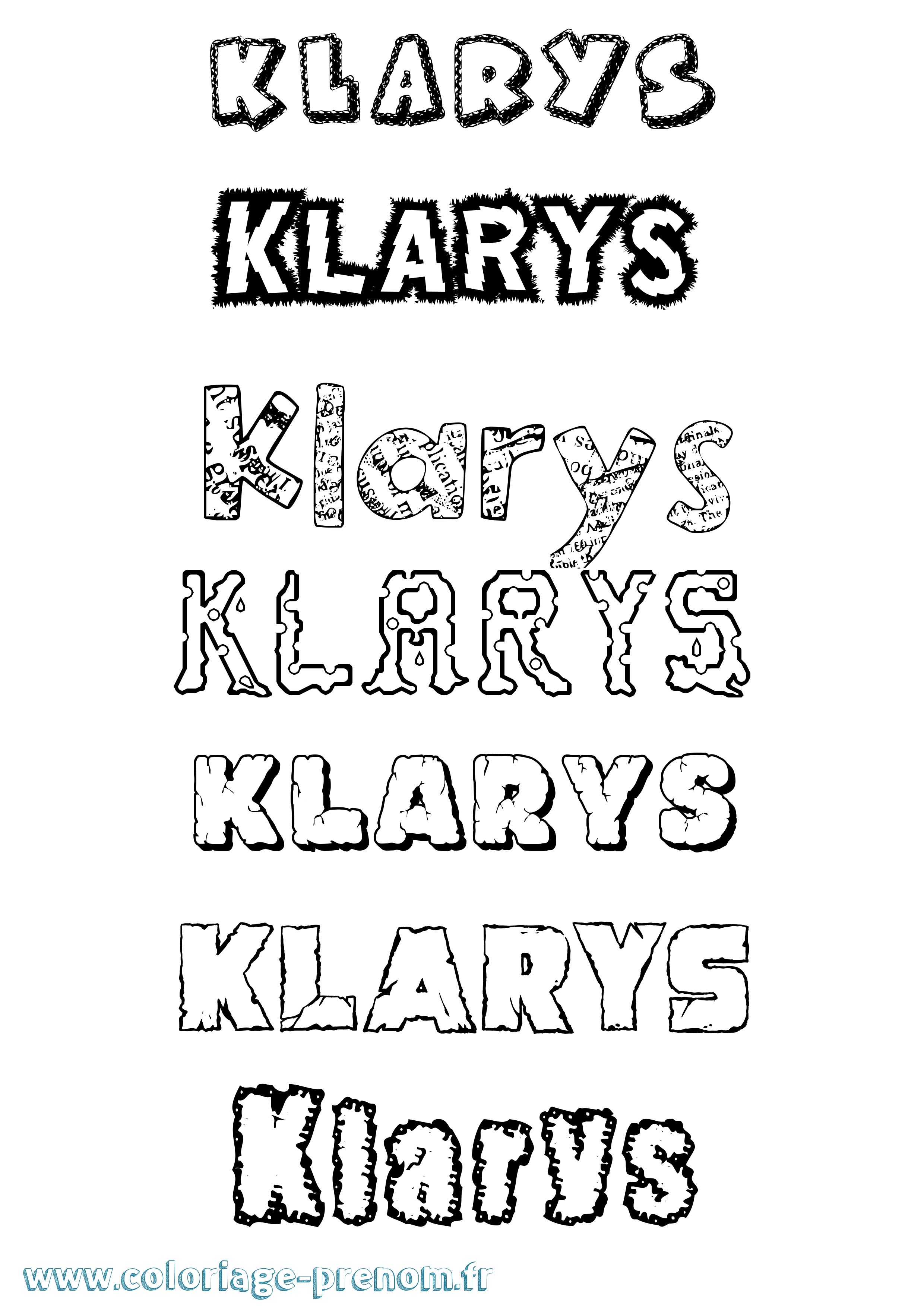 Coloriage prénom Klarys Destructuré