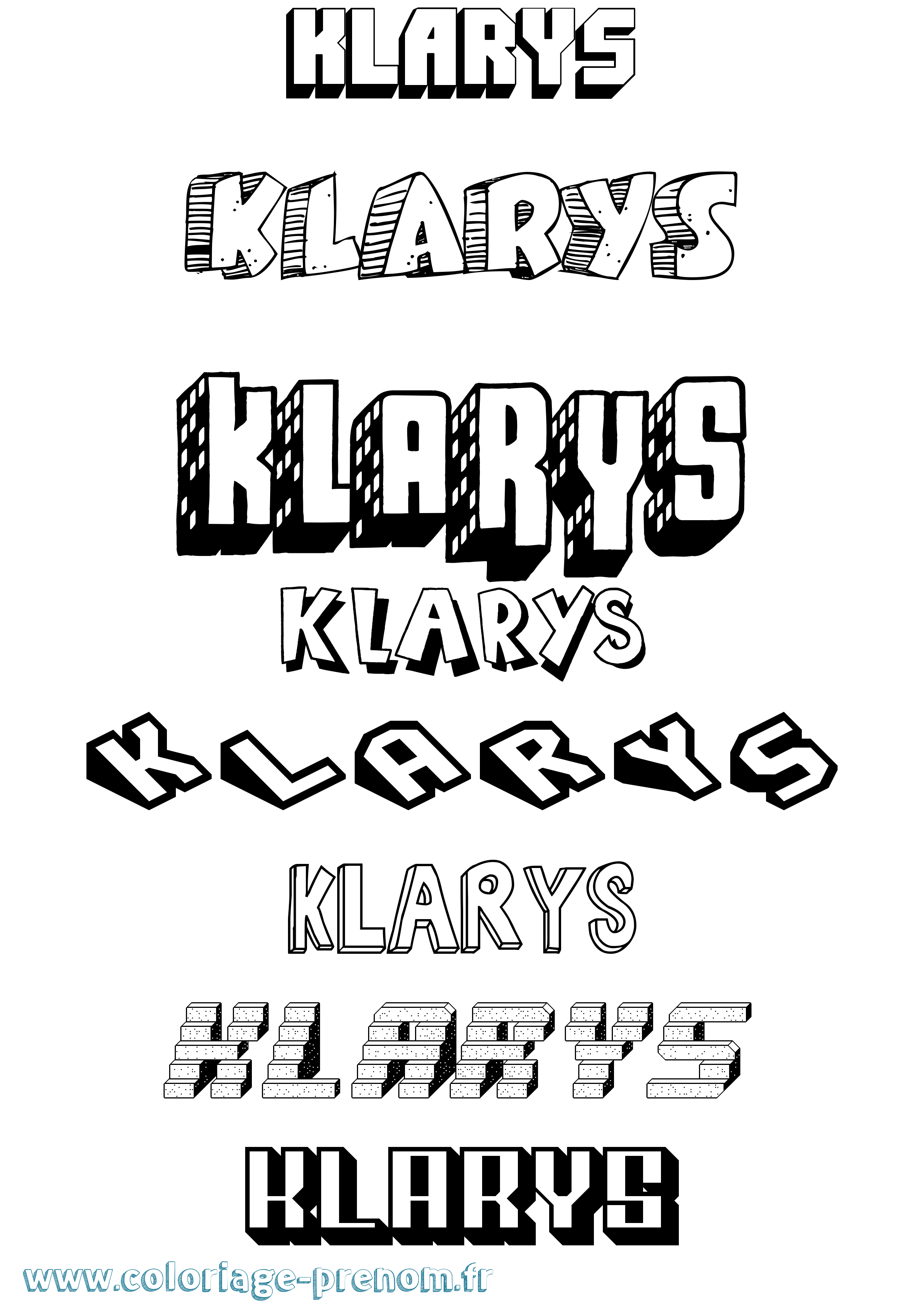 Coloriage prénom Klarys Effet 3D
