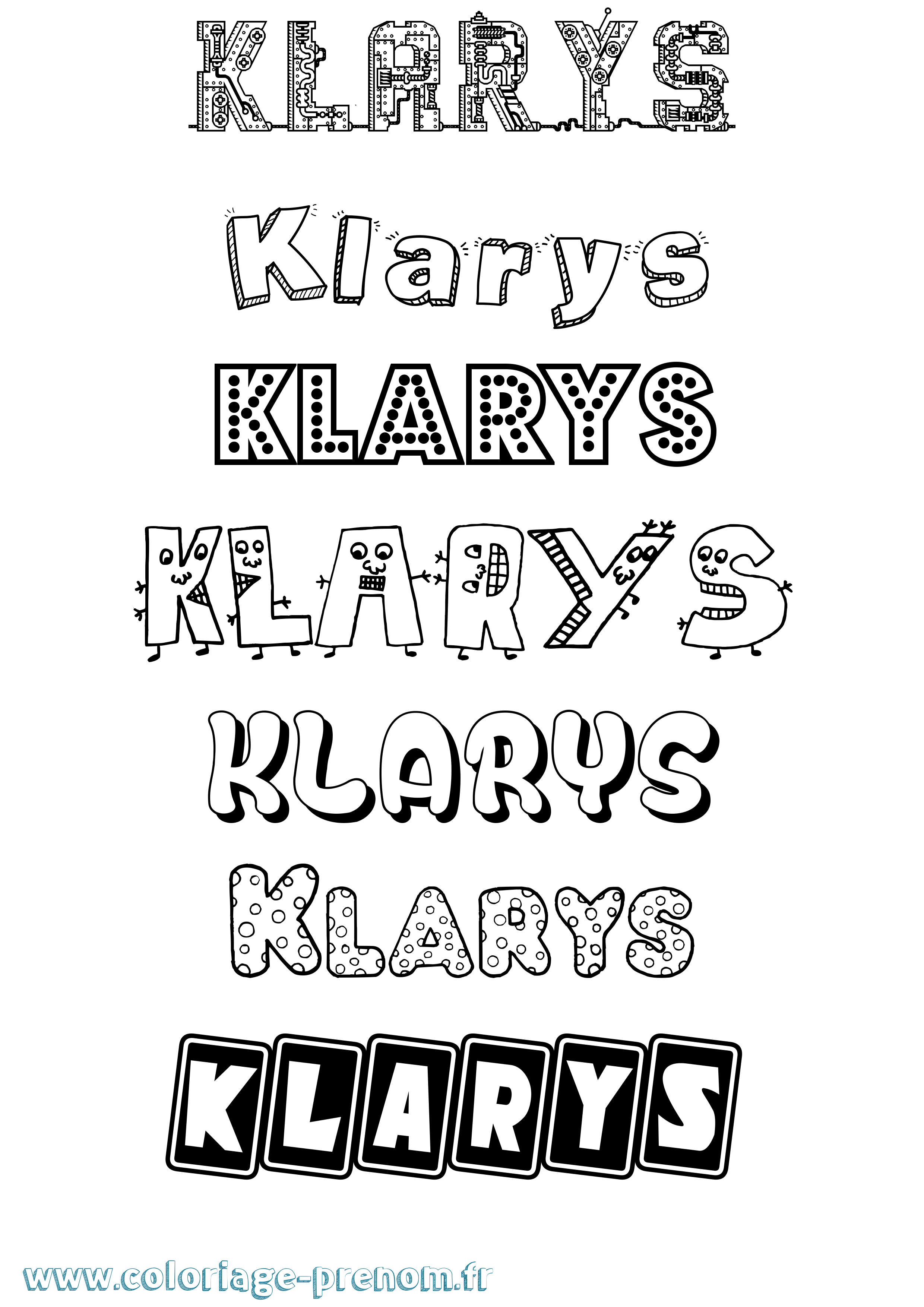 Coloriage prénom Klarys Fun