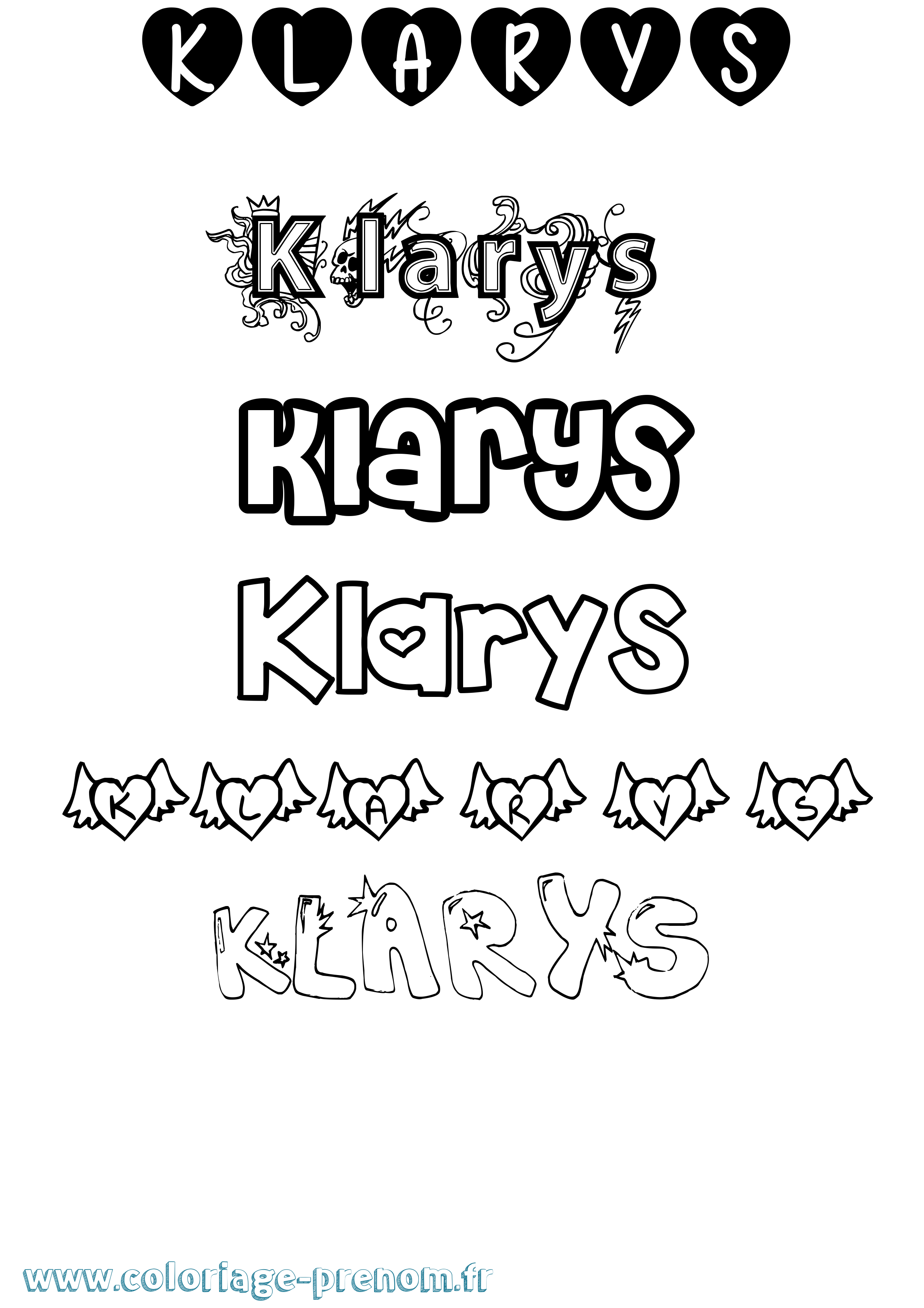 Coloriage prénom Klarys Girly