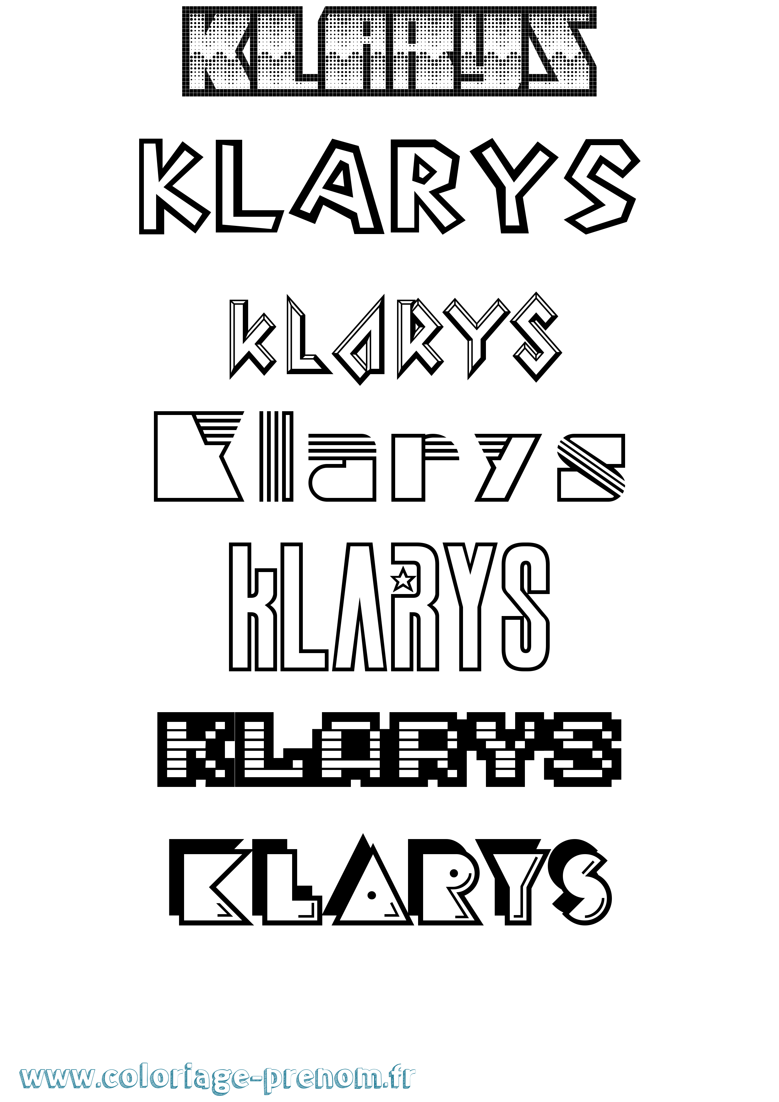 Coloriage prénom Klarys Jeux Vidéos