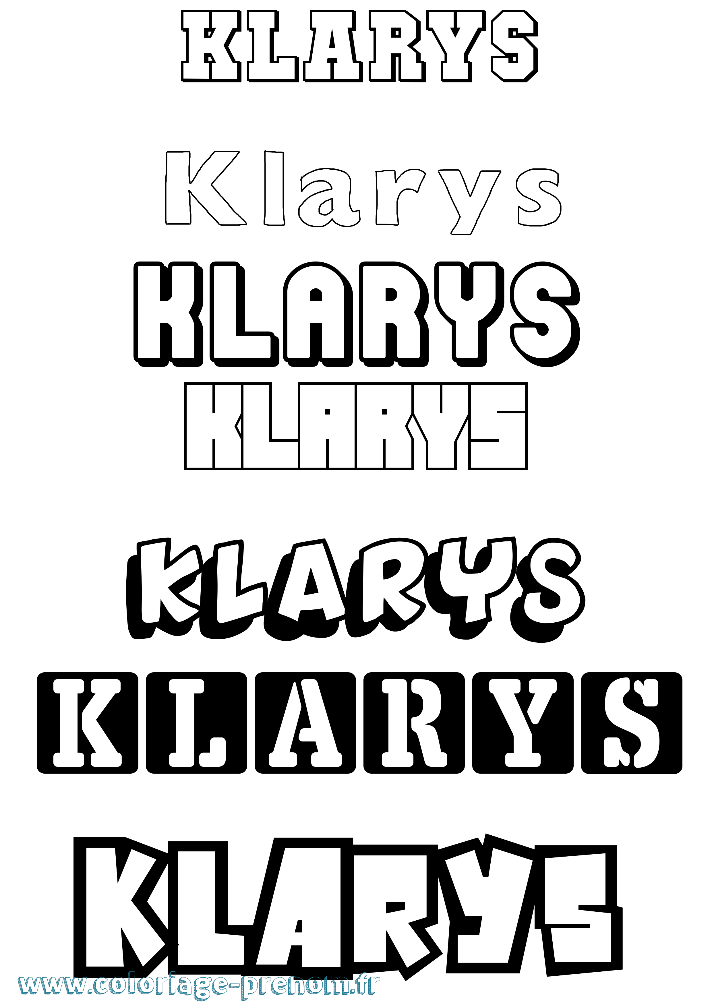 Coloriage prénom Klarys Simple