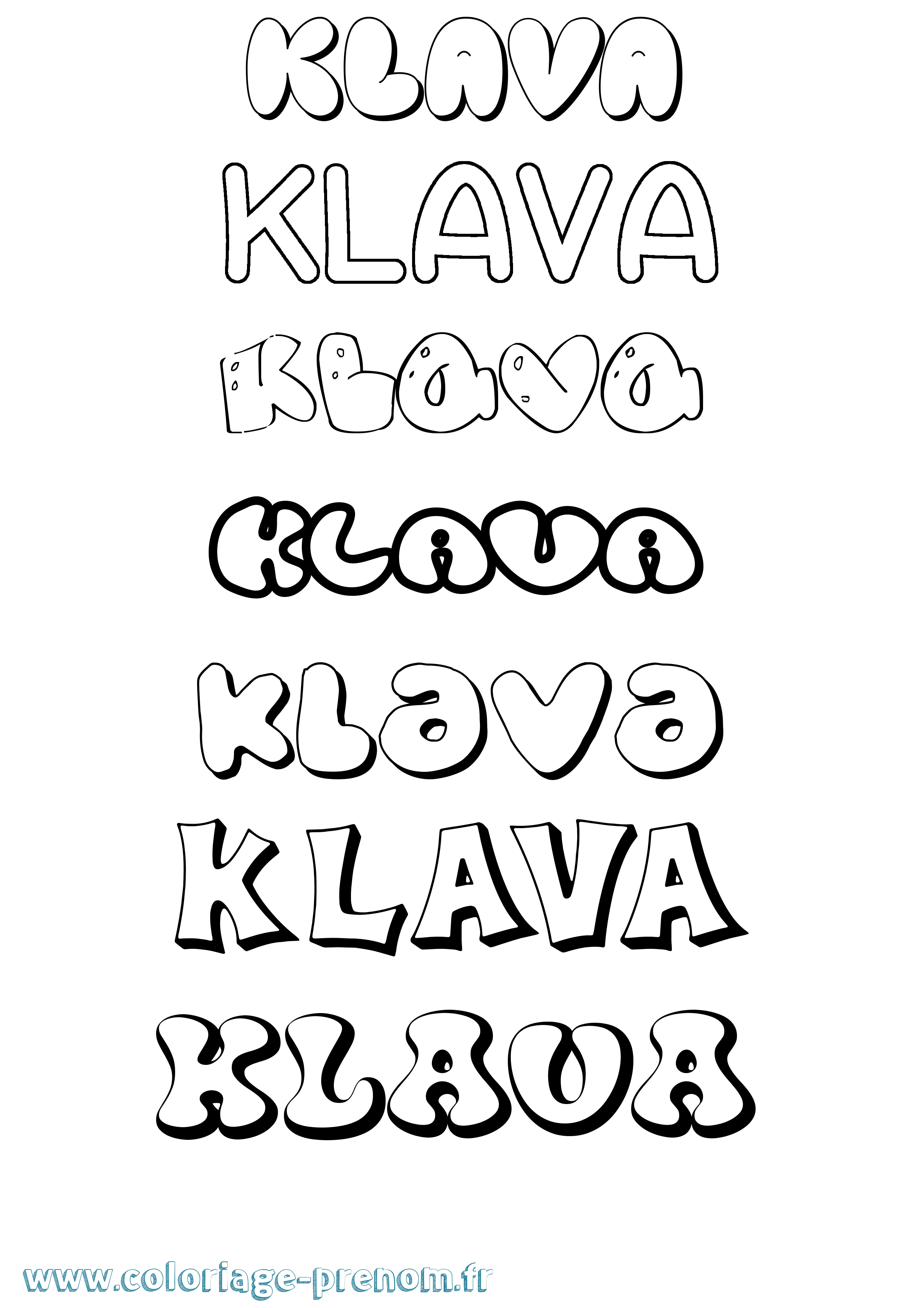 Coloriage prénom Klava Bubble