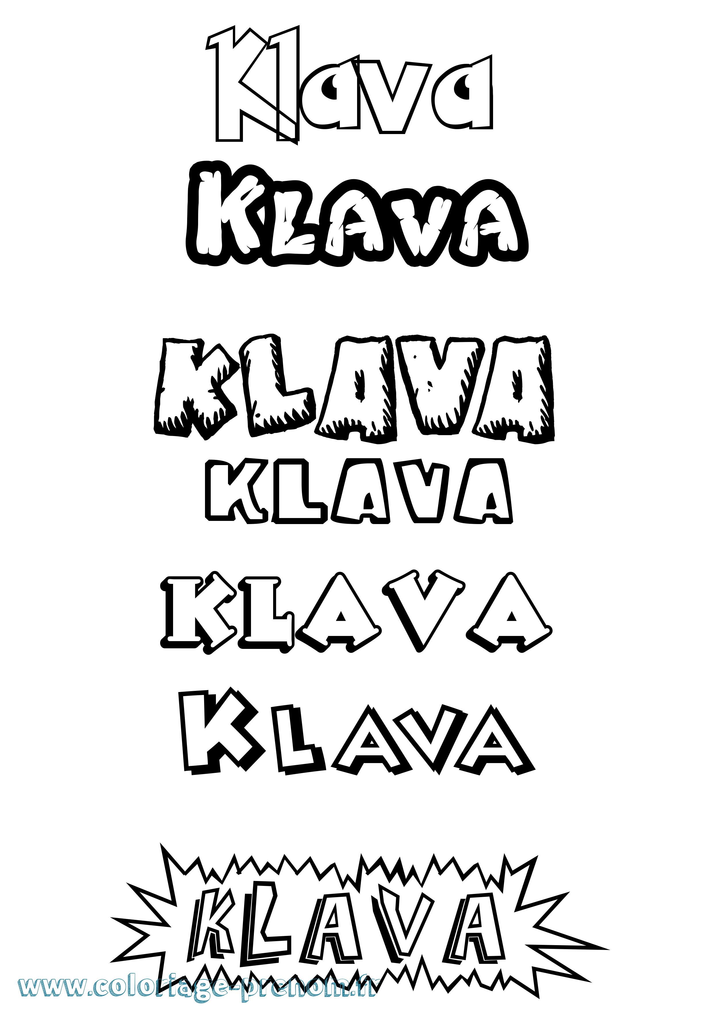 Coloriage prénom Klava Dessin Animé