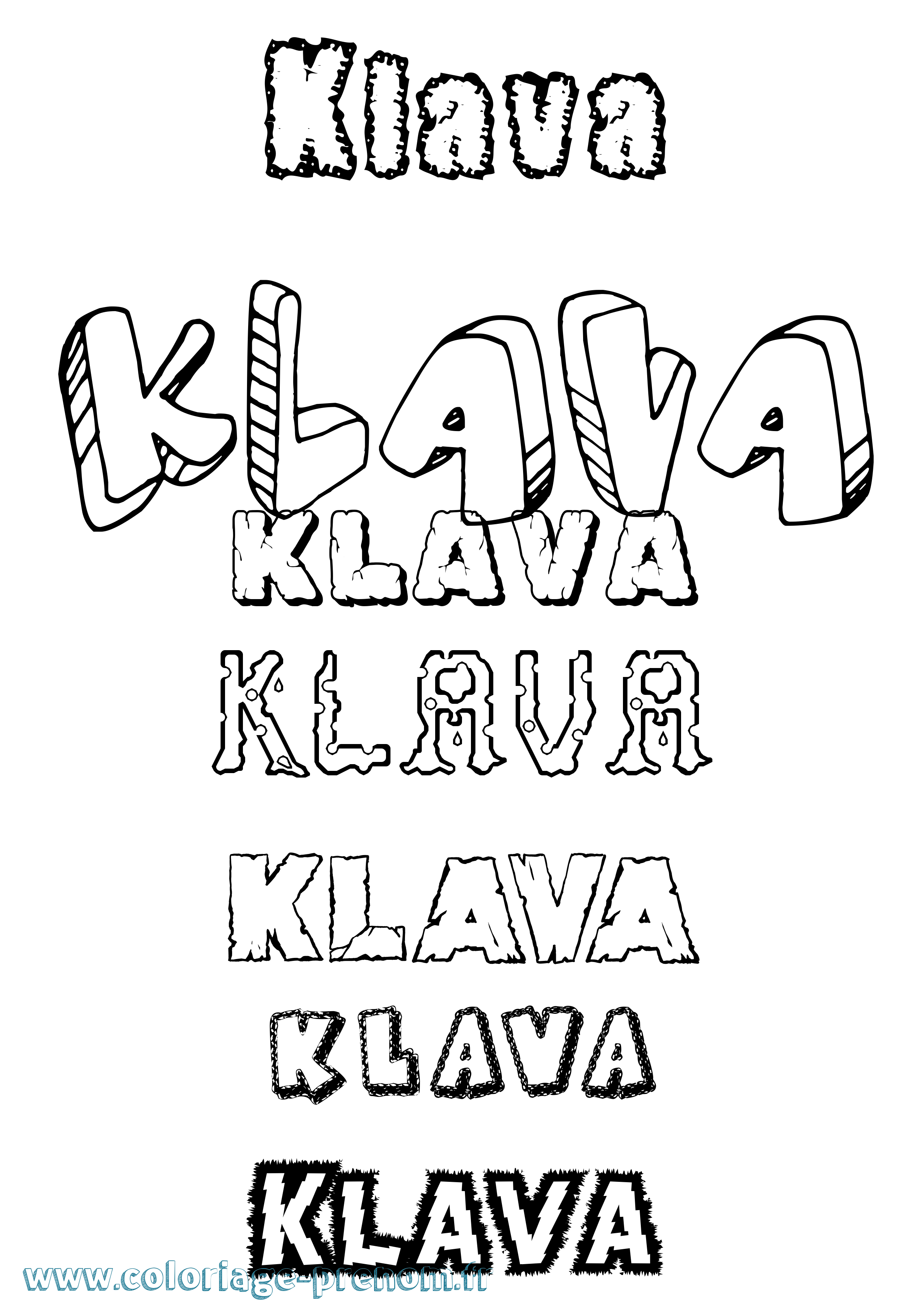 Coloriage prénom Klava Destructuré