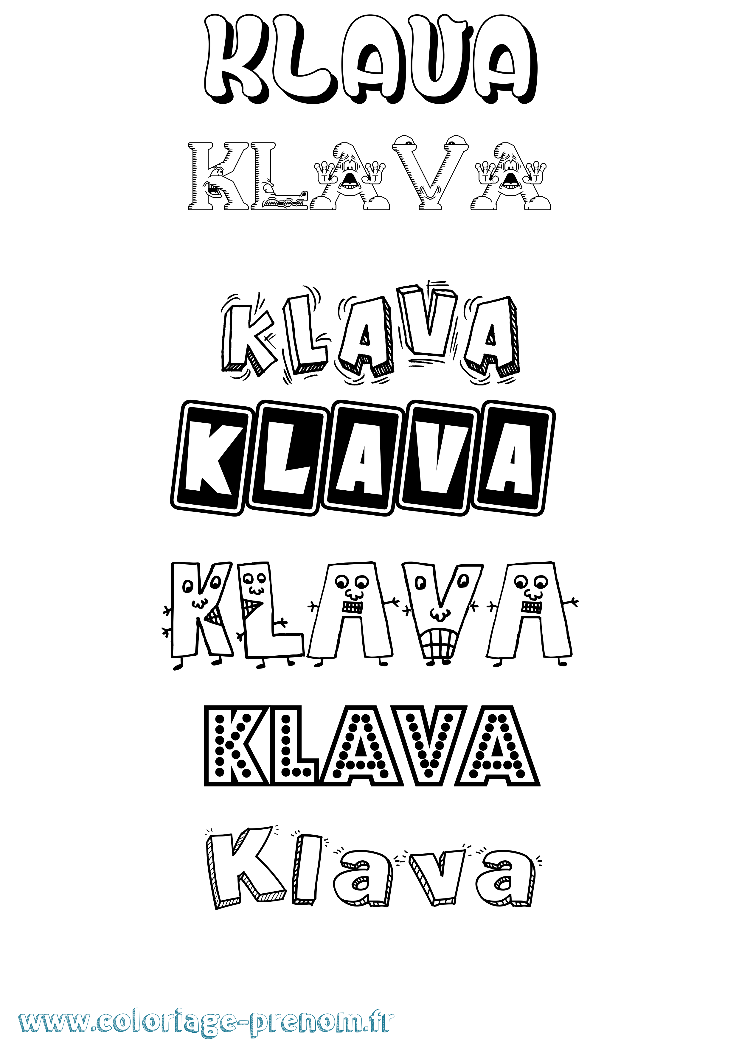 Coloriage prénom Klava Fun