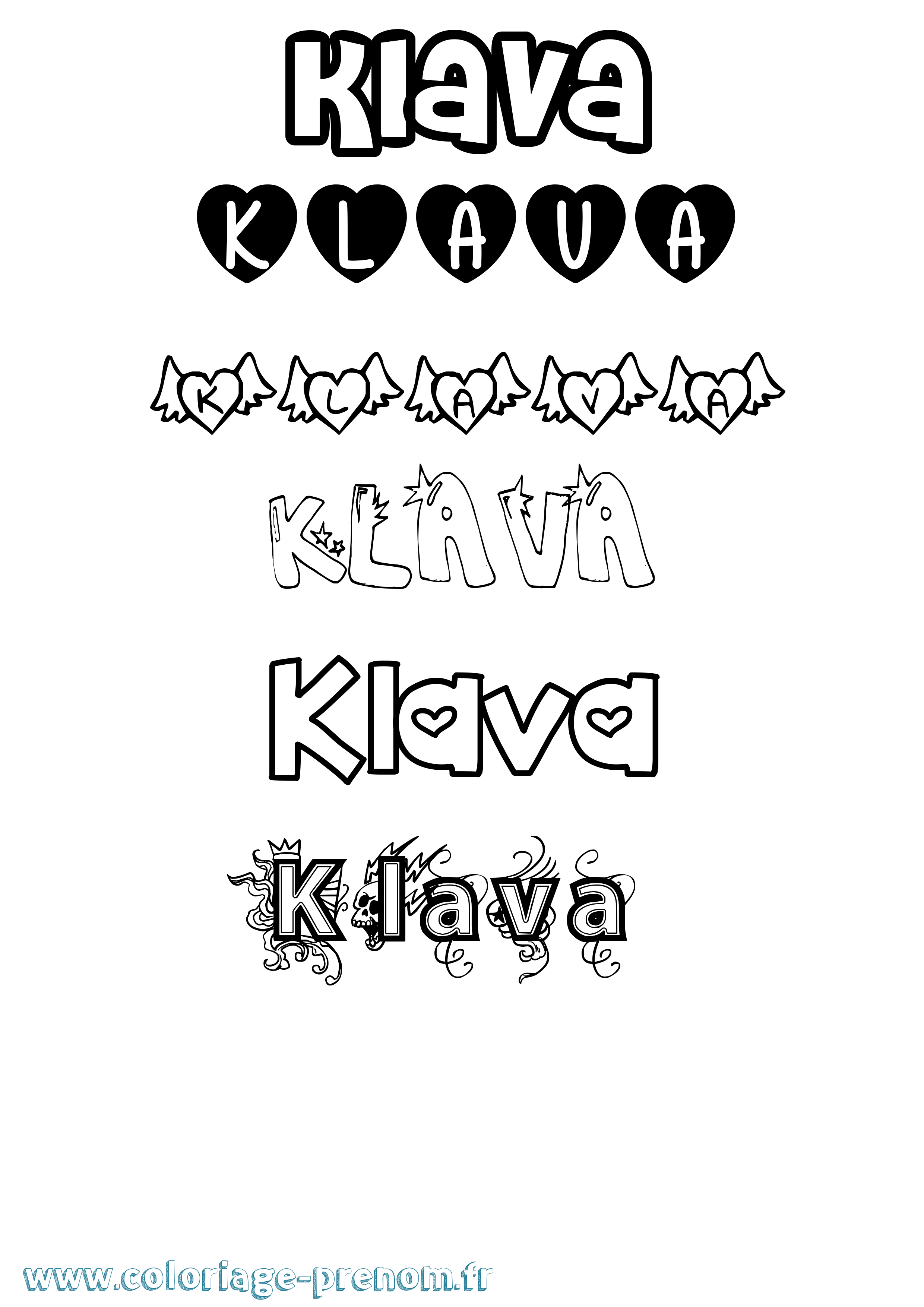 Coloriage prénom Klava Girly