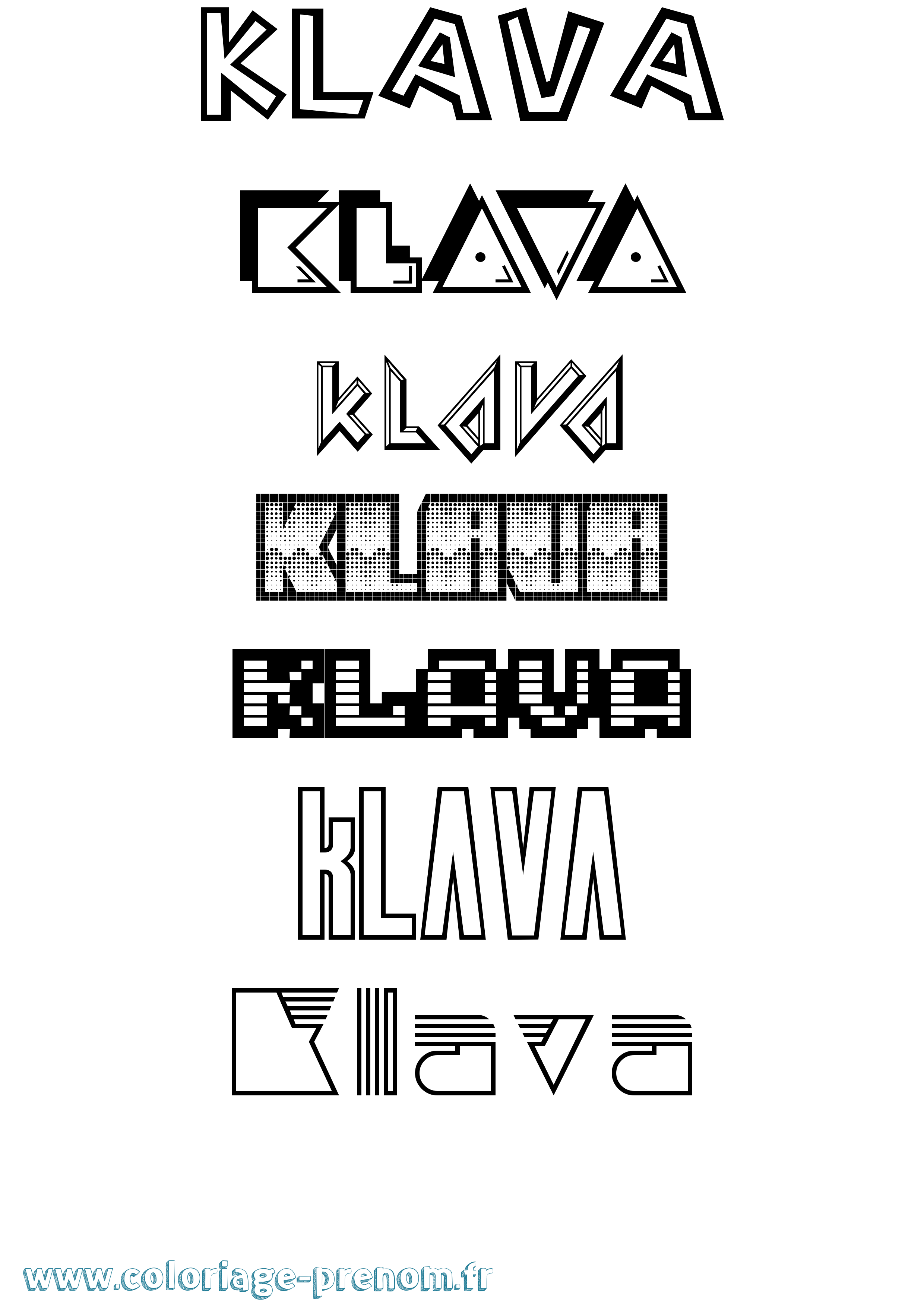 Coloriage prénom Klava Jeux Vidéos