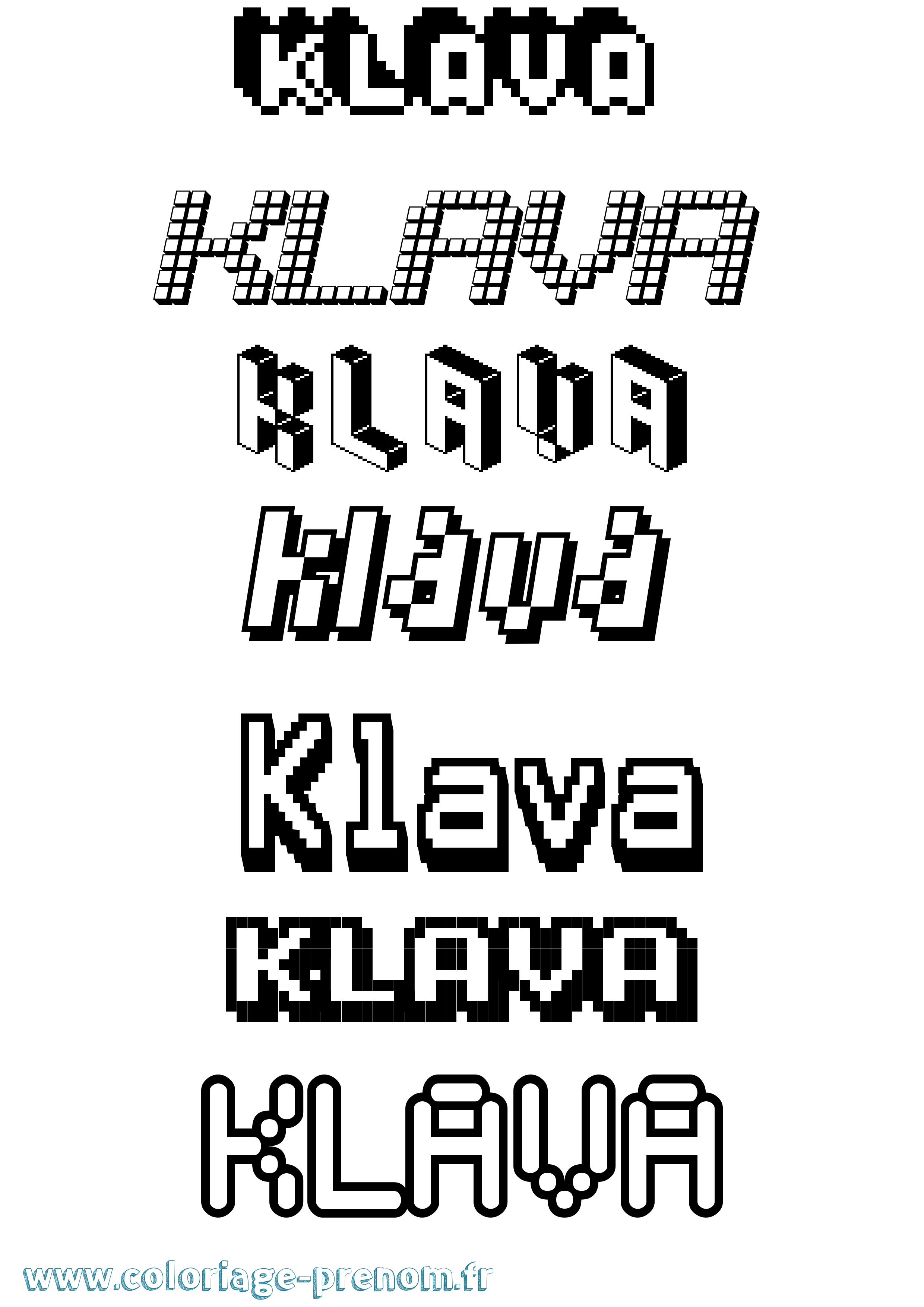 Coloriage prénom Klava Pixel
