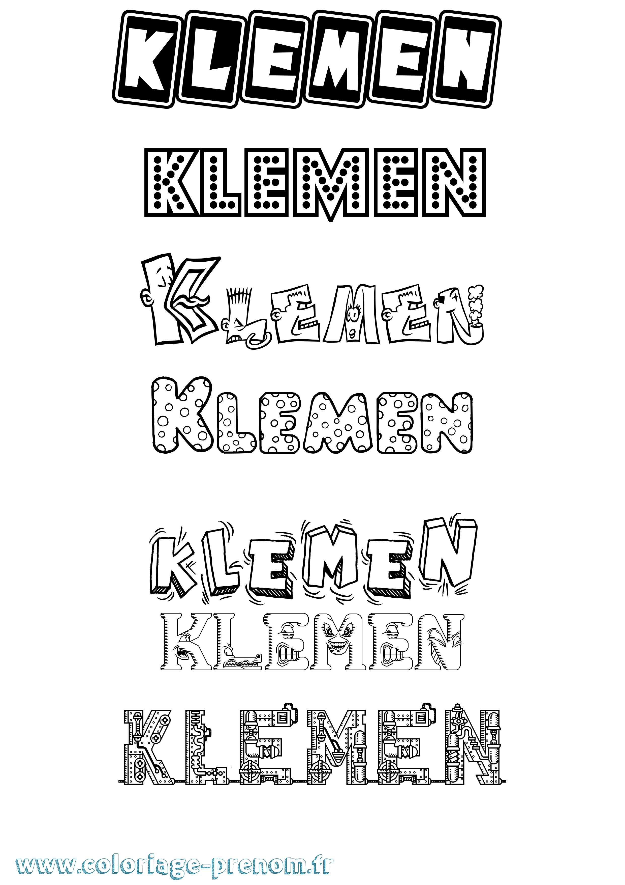 Coloriage prénom Klemen Fun