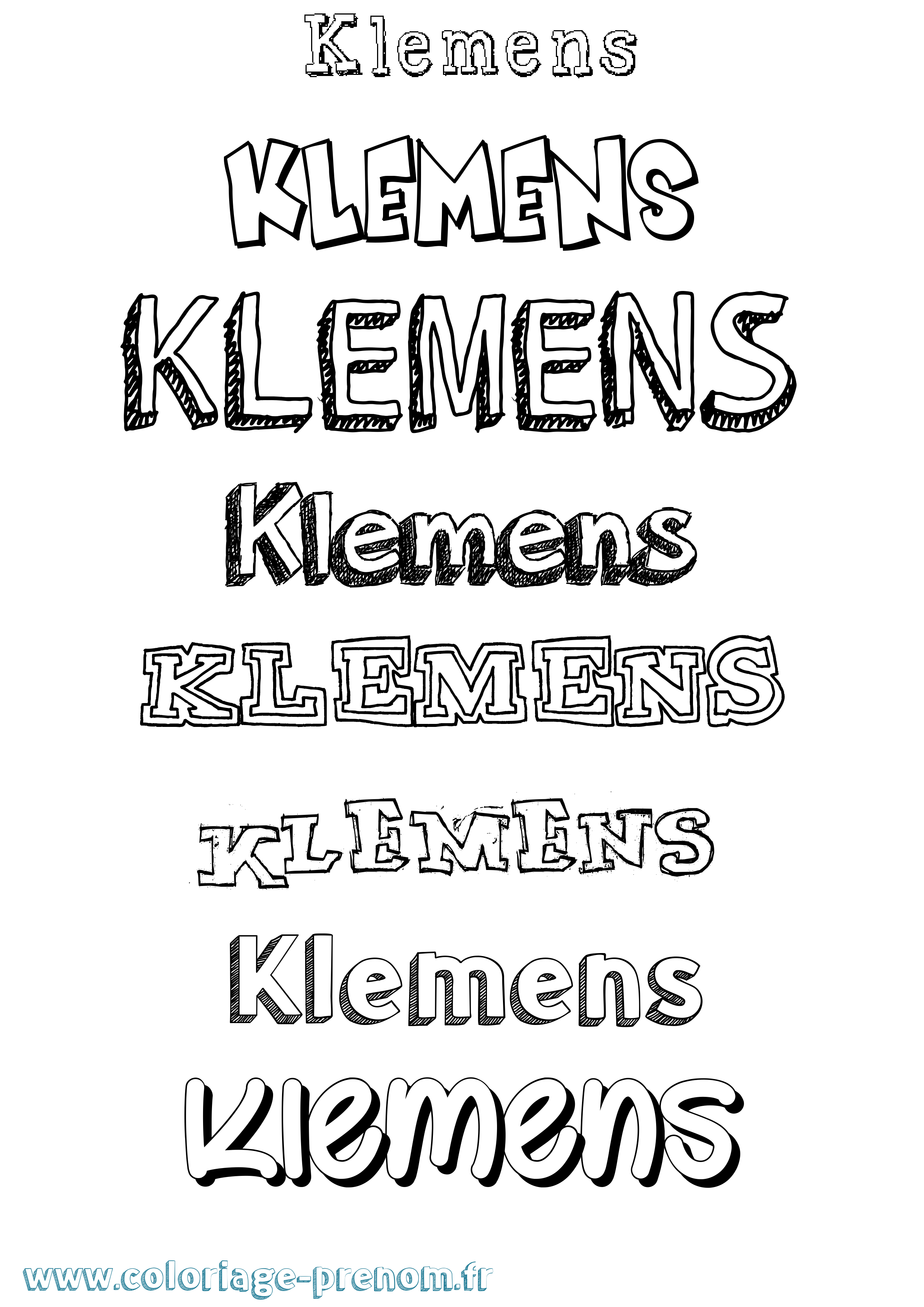 Coloriage prénom Klemens Dessiné