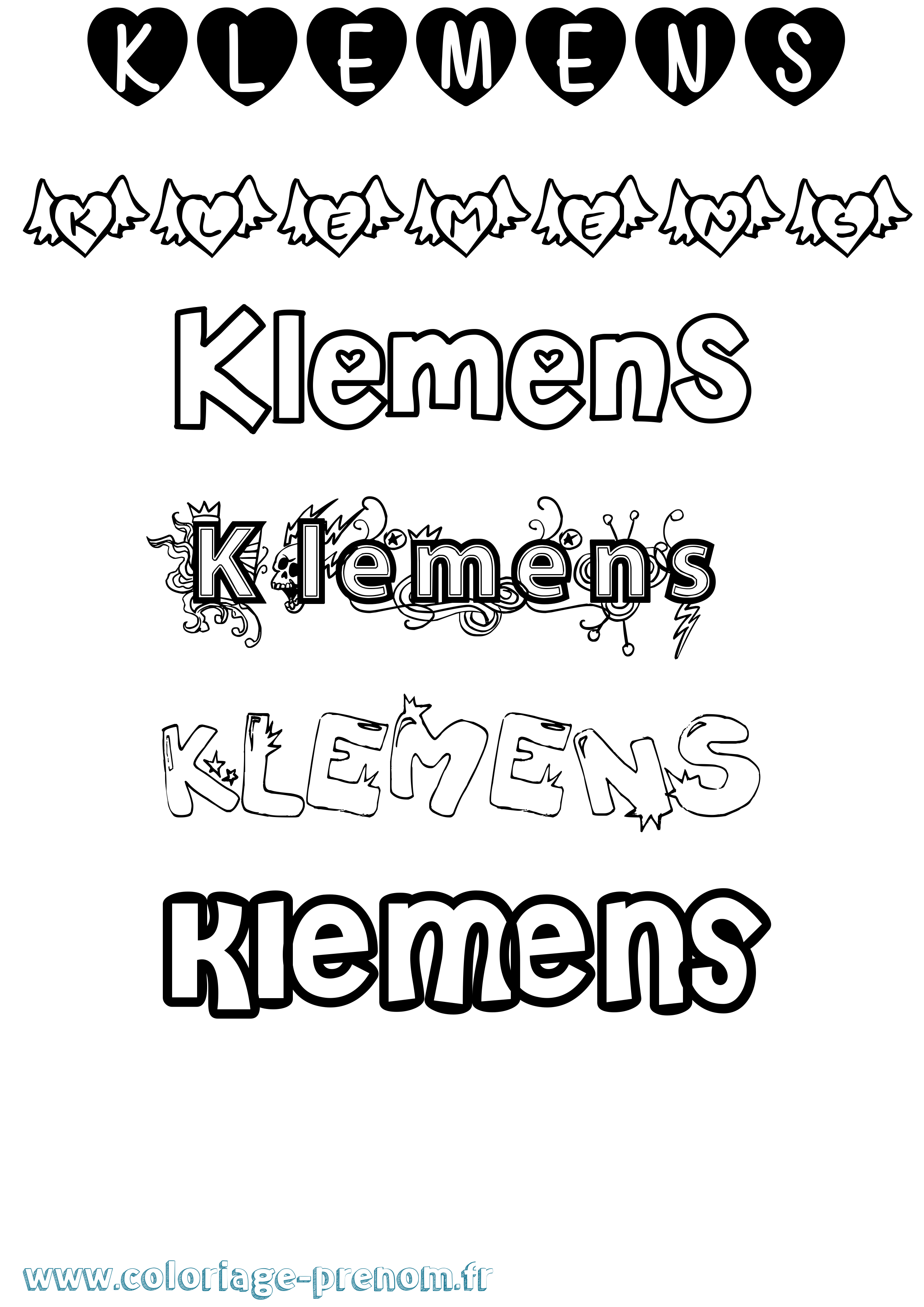 Coloriage prénom Klemens Girly