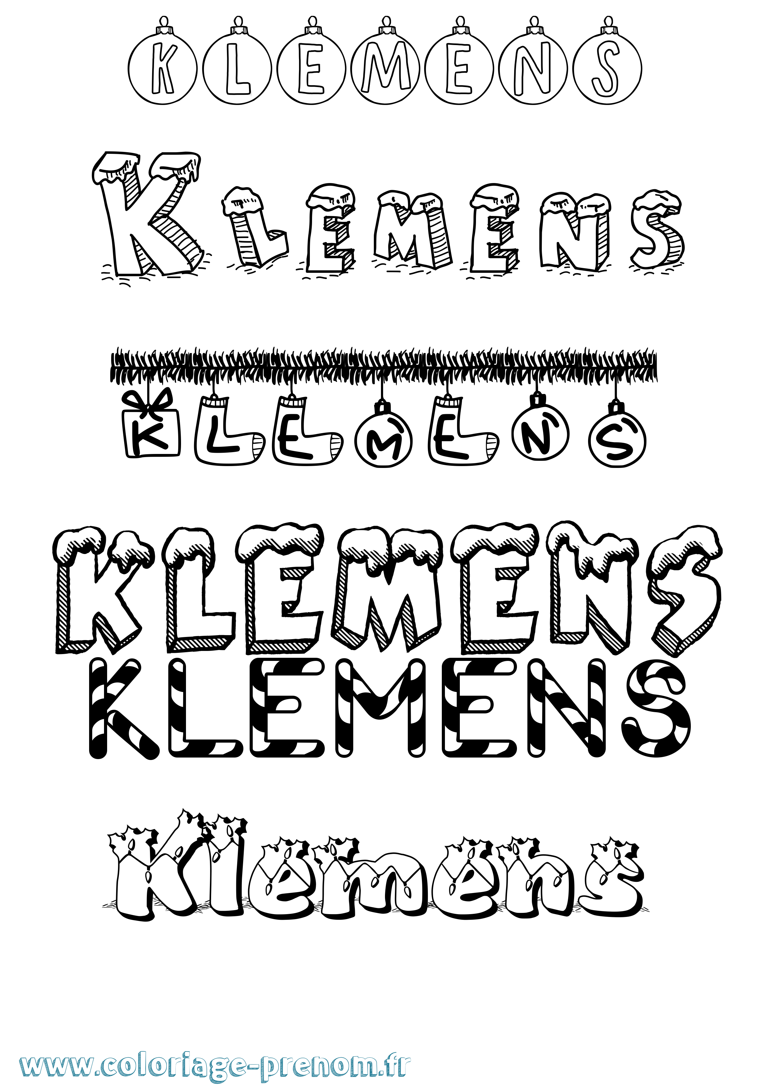 Coloriage prénom Klemens Noël