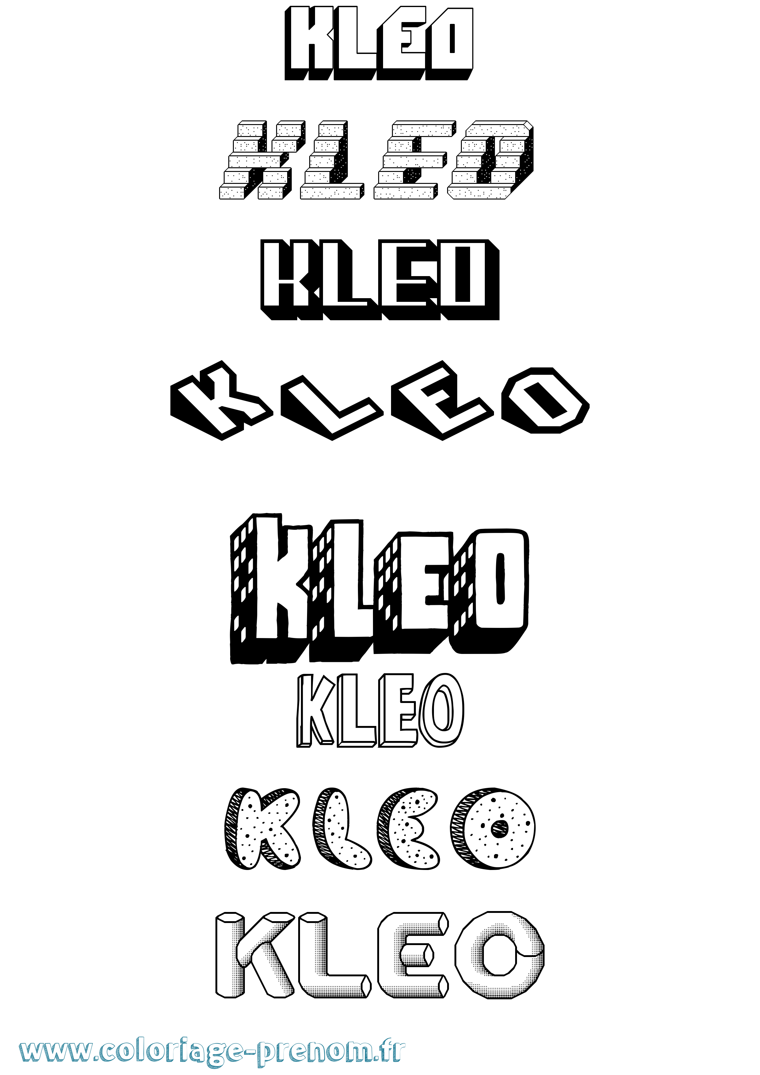Coloriage Kleo Effet 3D Coloriage prénom Kleo Effet 3D