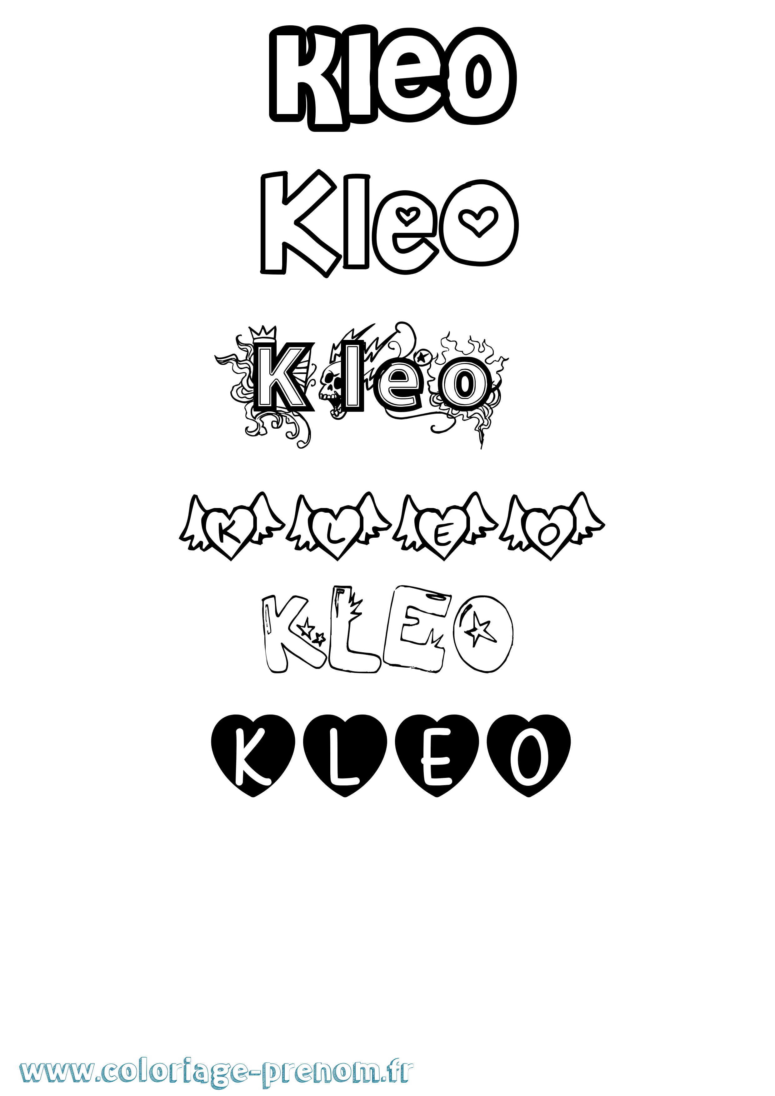 Coloriage Kleo Girly Coloriage prénom Kleo Girly