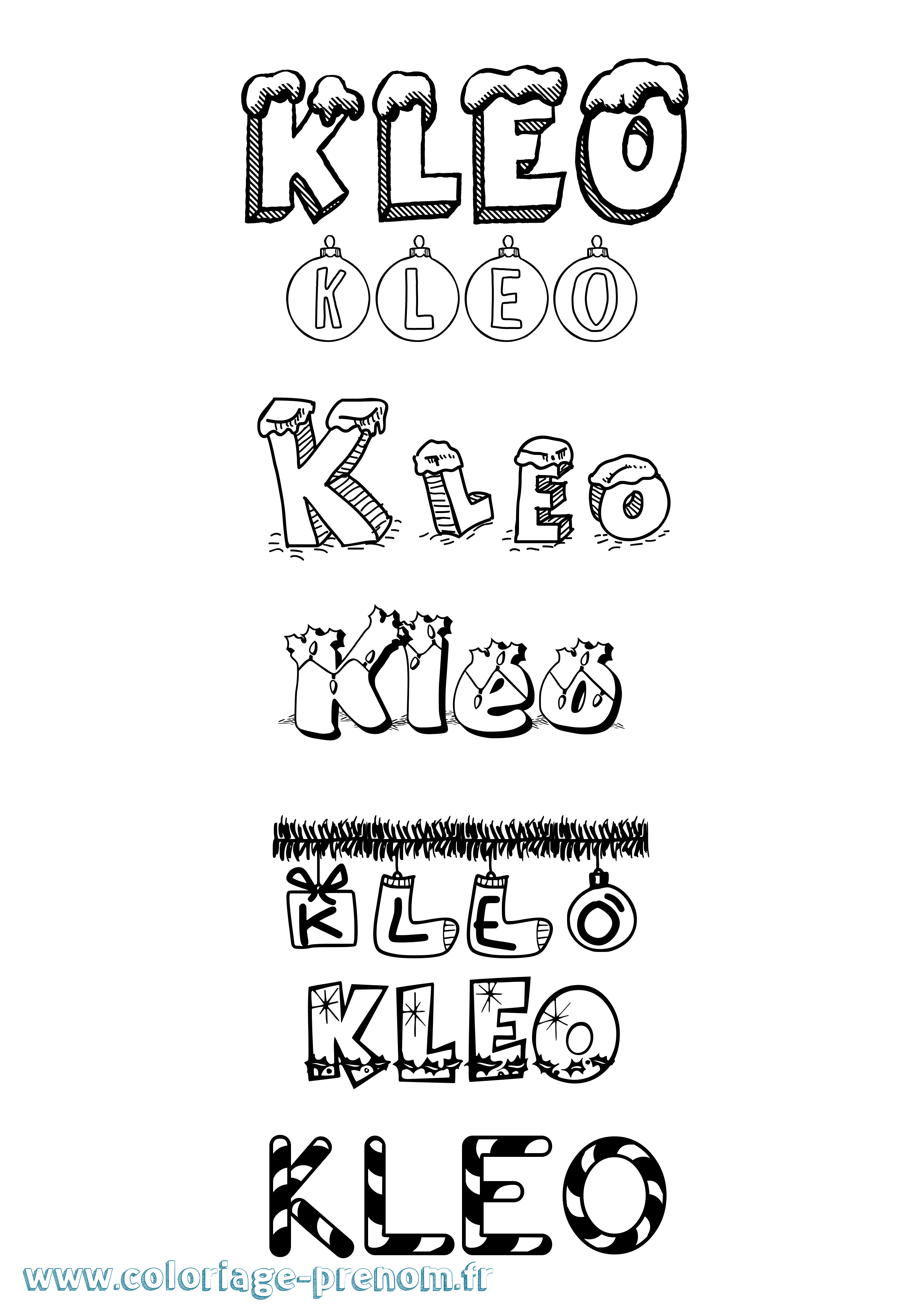 Coloriage Kleo Noël Coloriage prénom Kleo Noël